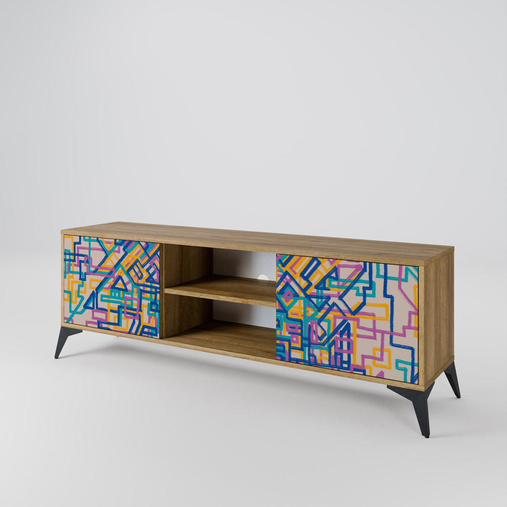 MEMORIES MAP 2-Door TV Stand in Oak Effect