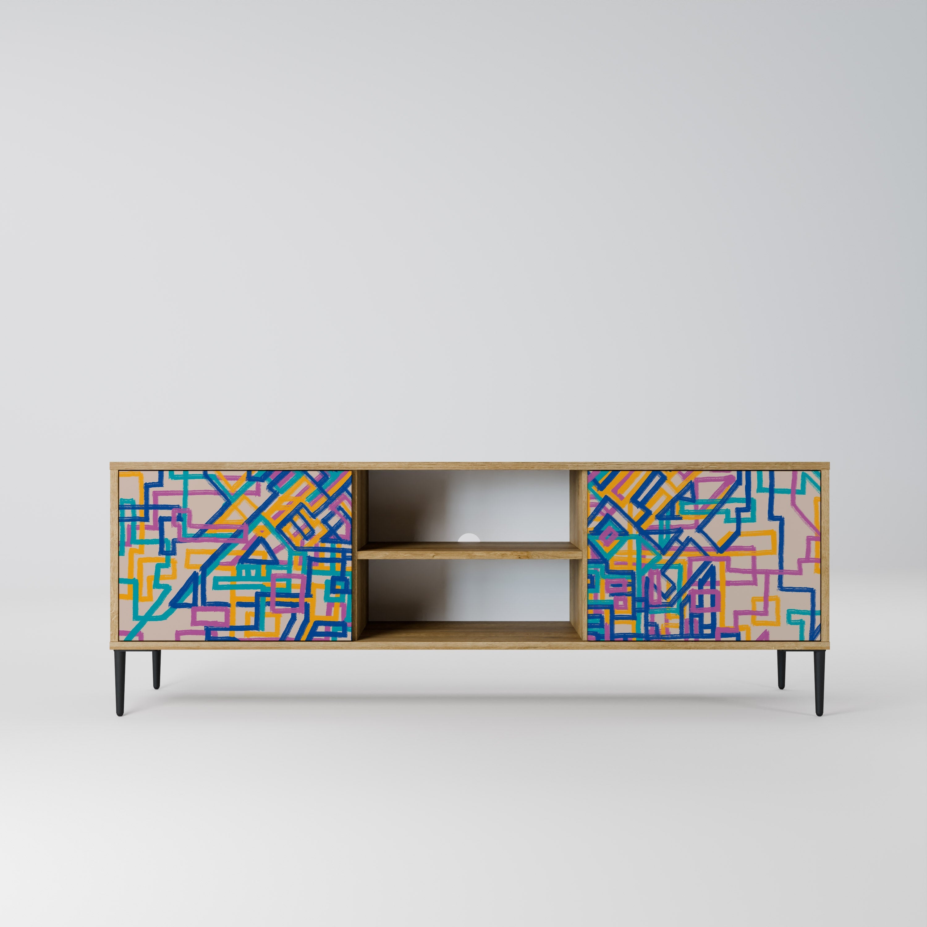 MEMORIES MAP 2-Door TV Stand in Oak Effect