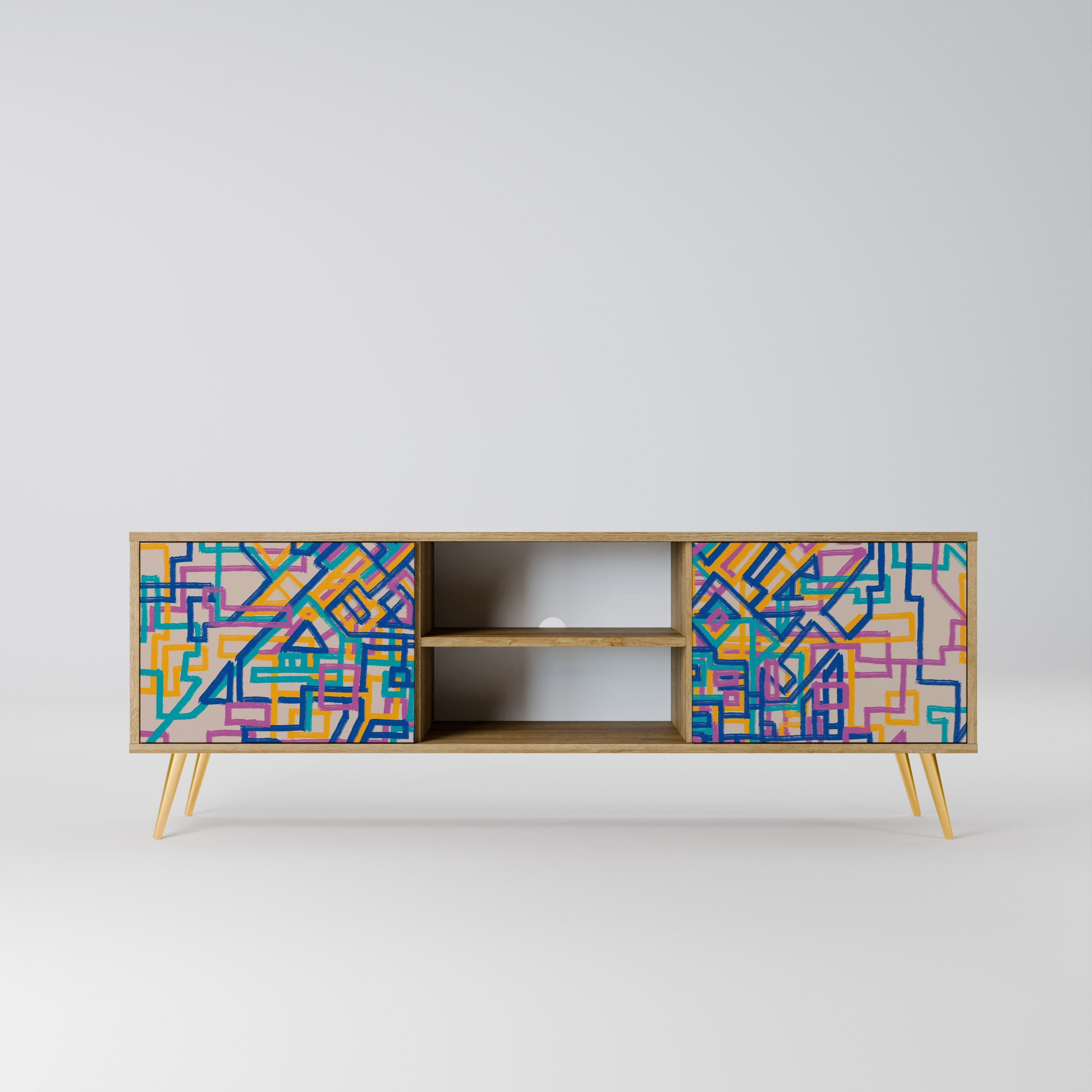 MEMORIES MAP 2-Door TV Stand in Oak Effect