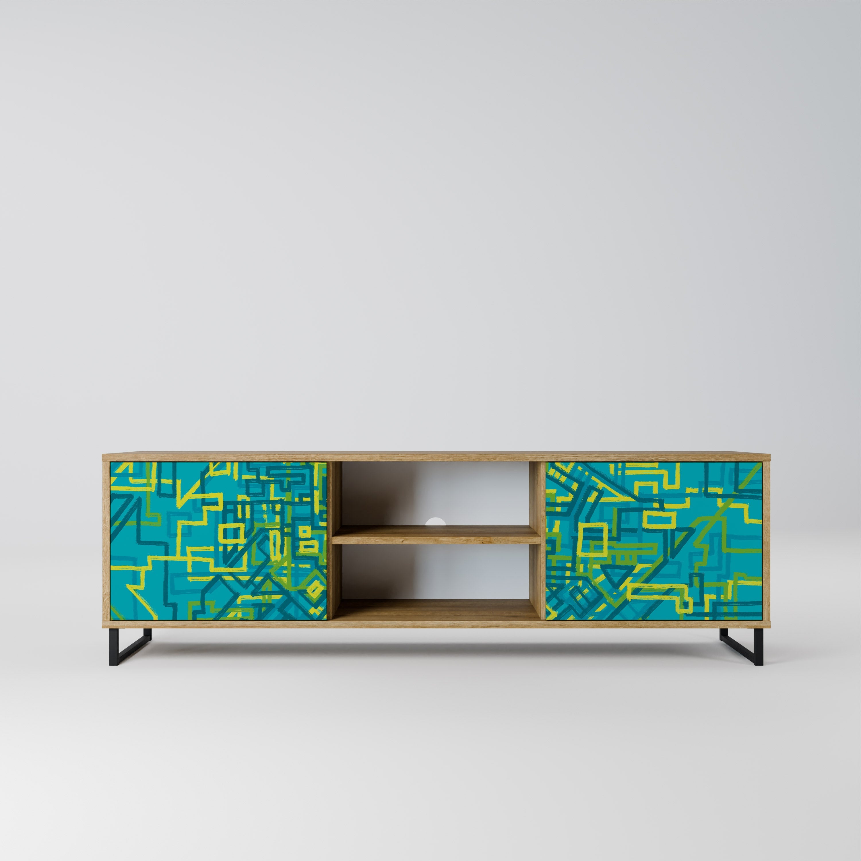 NOSTALGIC MEMORIES 2-Door TV Stand in Oak Effect