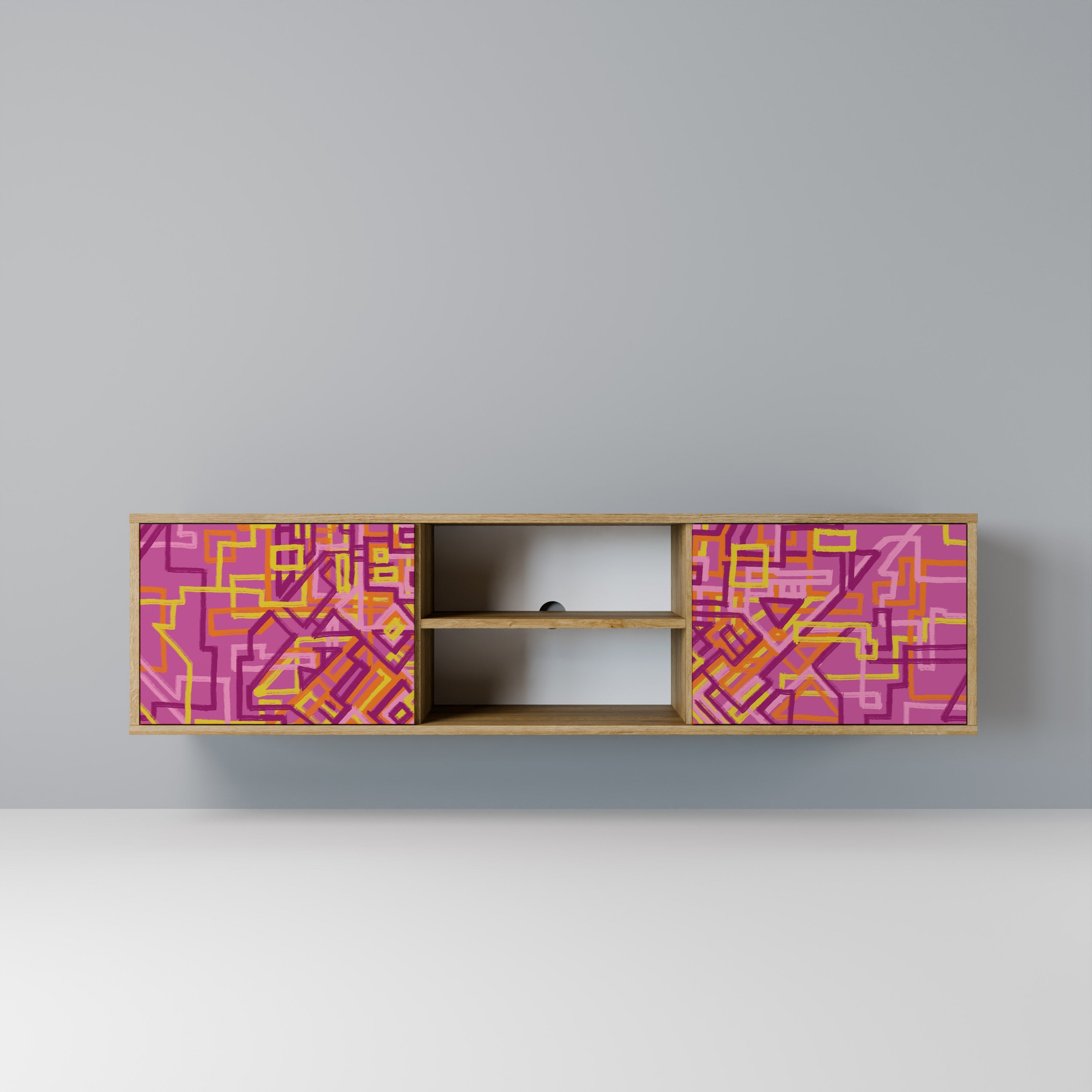 LOVELY MEMORIES 2-Door TV Stand in Oak Effect