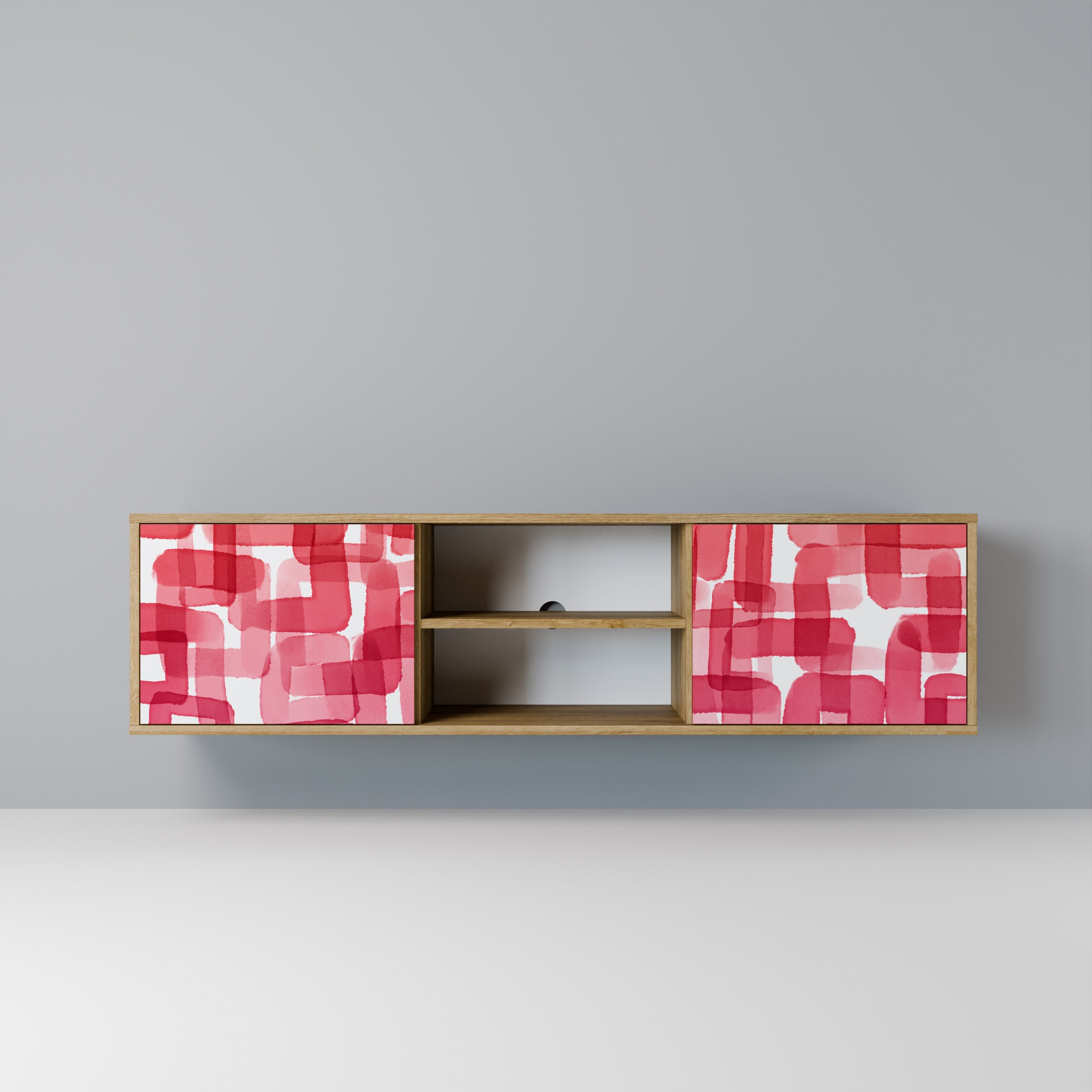 KALEIDOSCOPIC CUBISM 2-Door TV Stand in Oak Effect