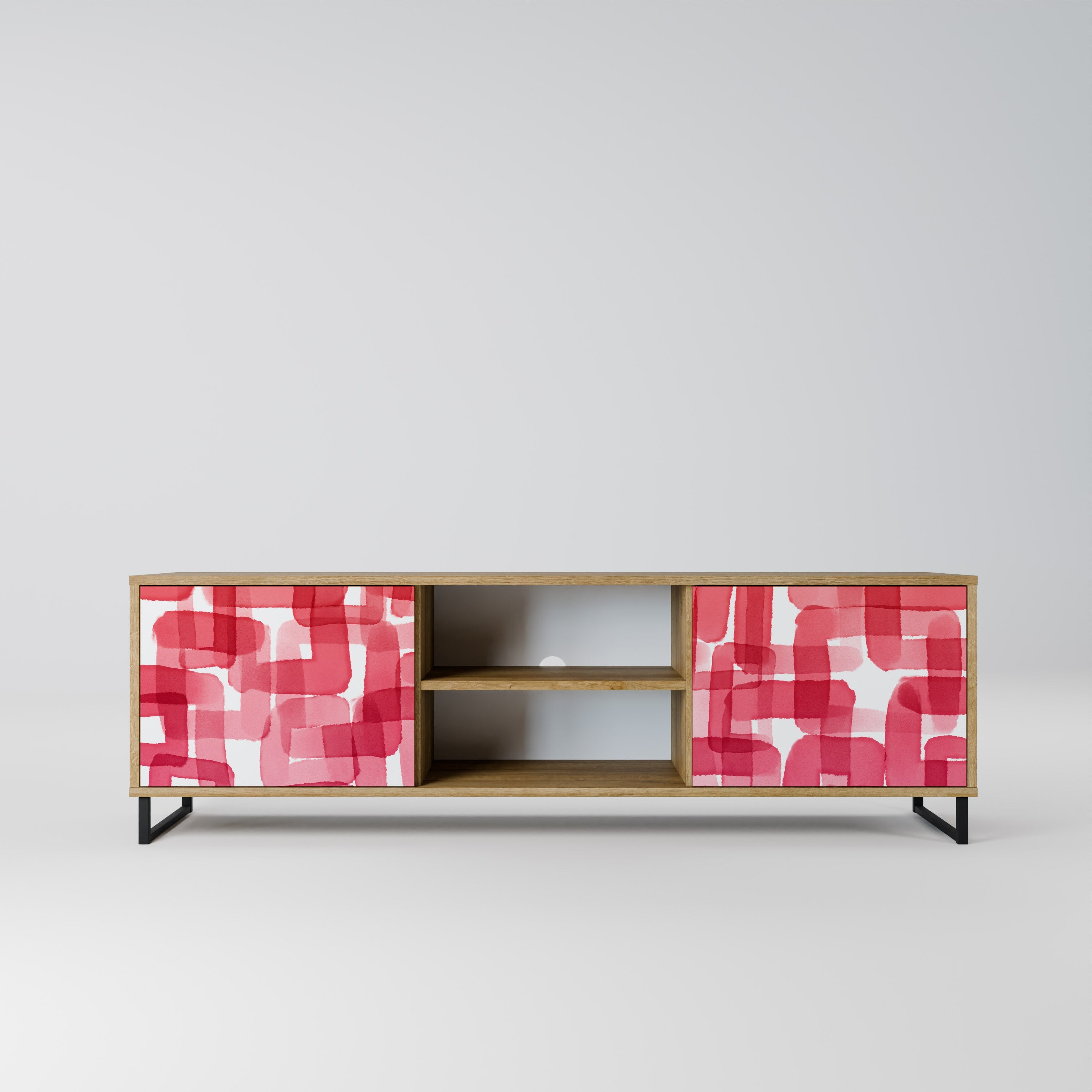 KALEIDOSCOPIC CUBISM 2-Door TV Stand in Oak Effect