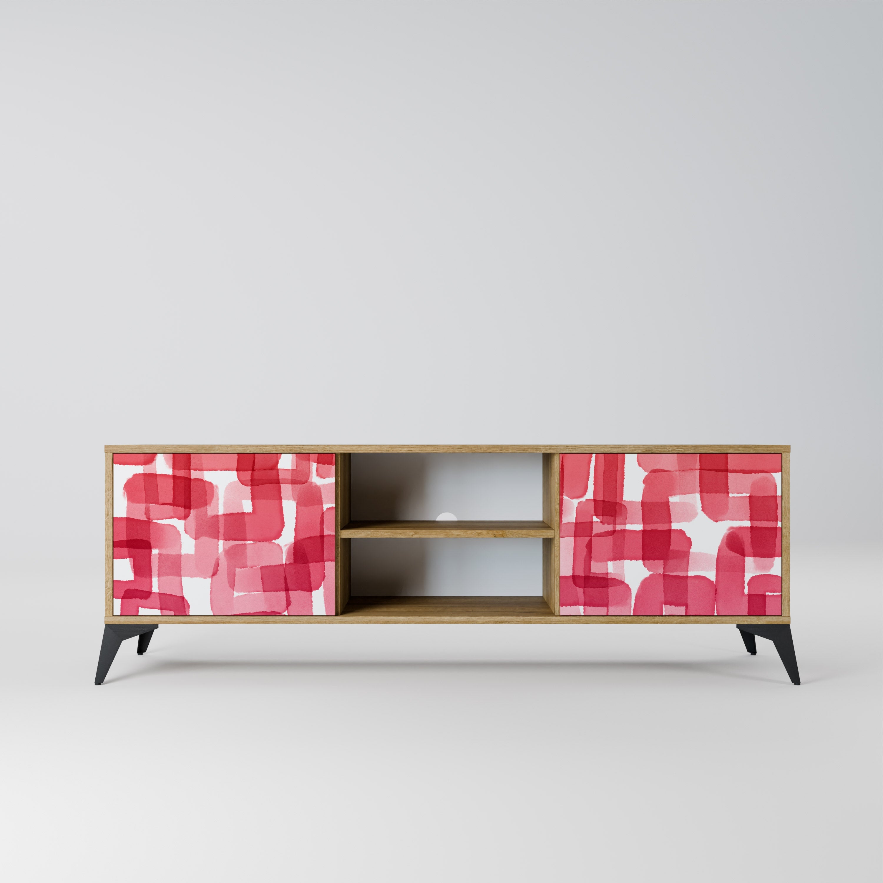 KALEIDOSCOPIC CUBISM 2-Door TV Stand in Oak Effect