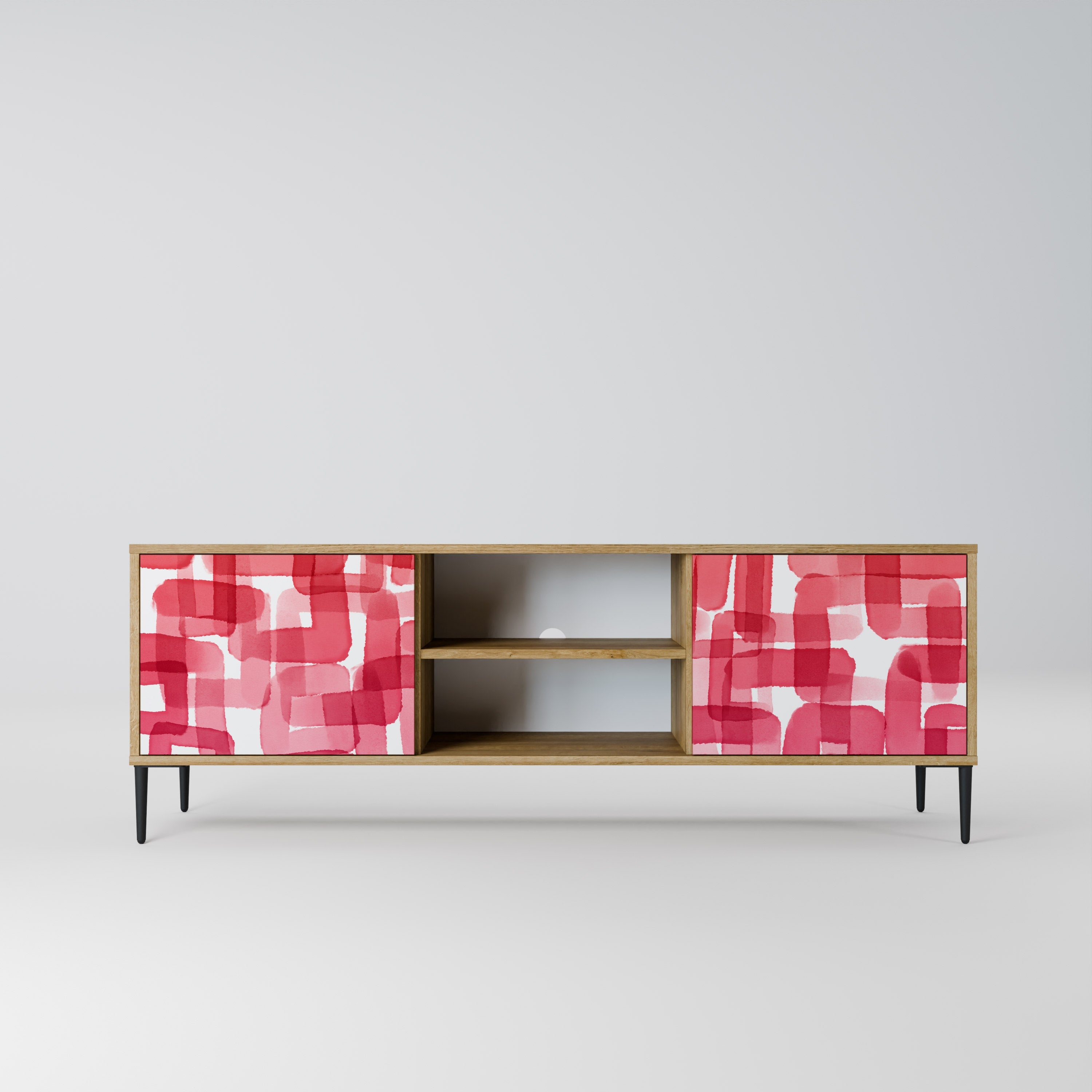 KALEIDOSCOPIC CUBISM 2-Door TV Stand in Oak Effect