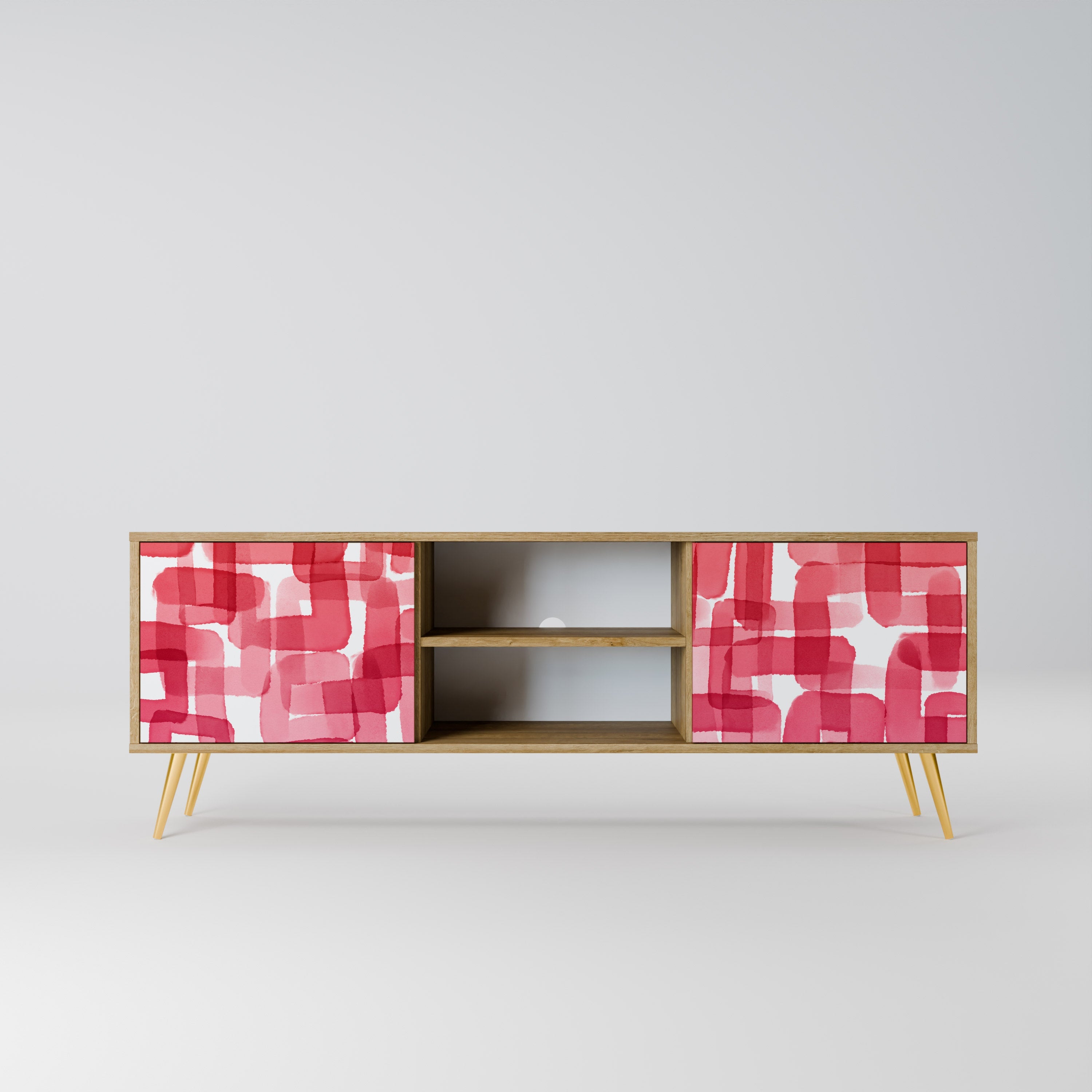 KALEIDOSCOPIC CUBISM 2-Door TV Stand in Oak Effect