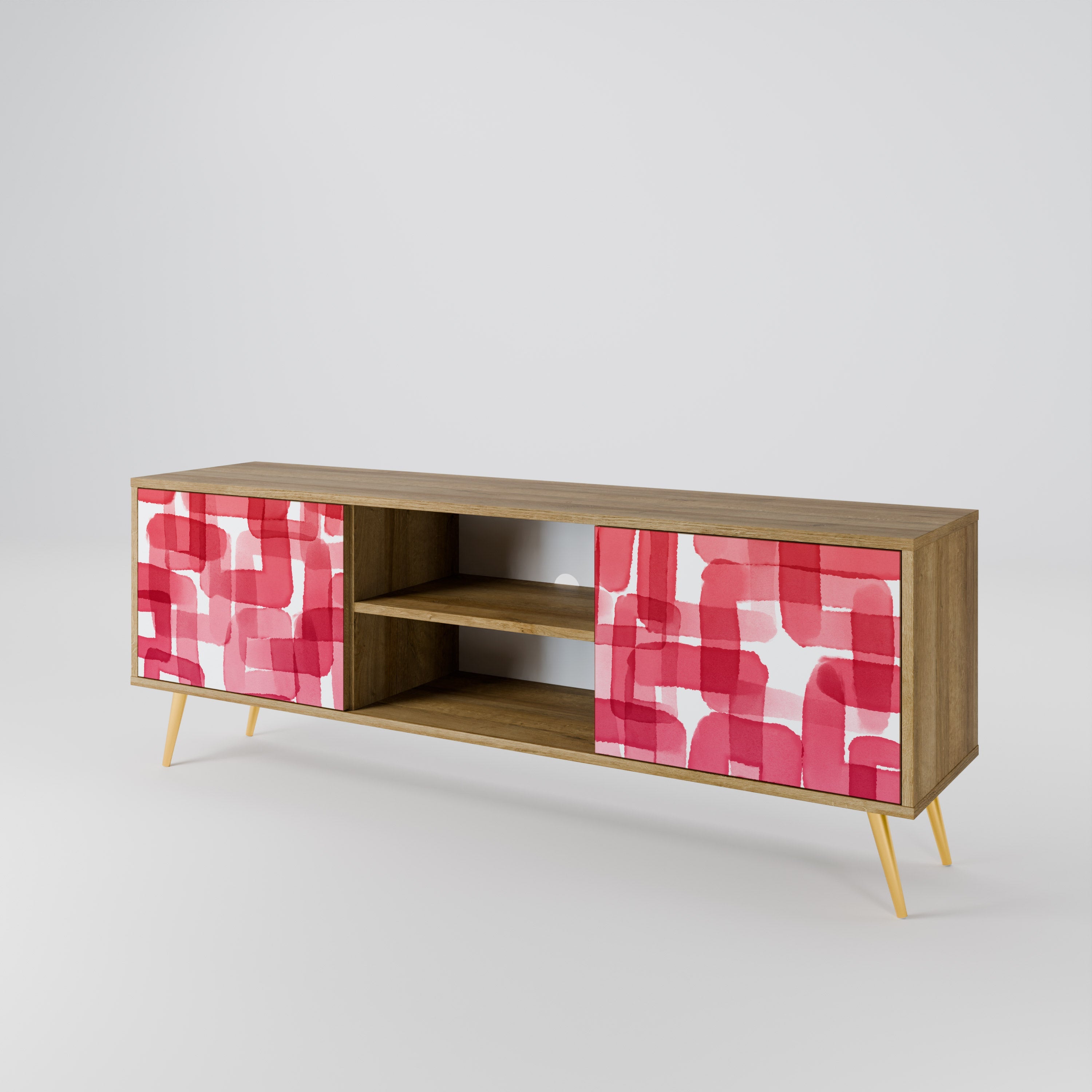 KALEIDOSCOPIC CUBISM 2-Door TV Stand in Oak Effect