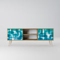 TURQUOISE RECTANGLES 2-Door TV Stand in Oak Effect