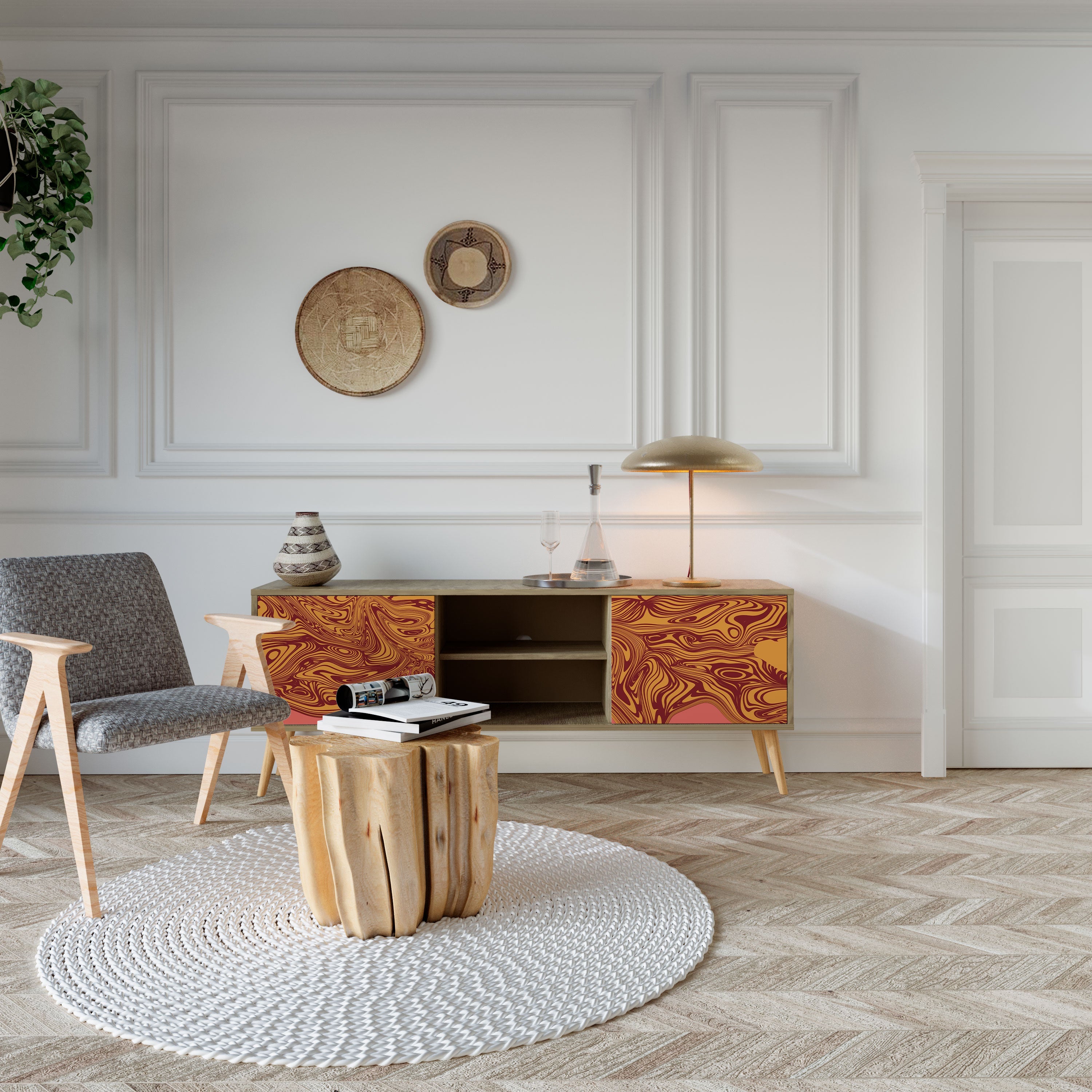 FLOATING THOUGHTS 2-Door TV Stand in Oak Effect