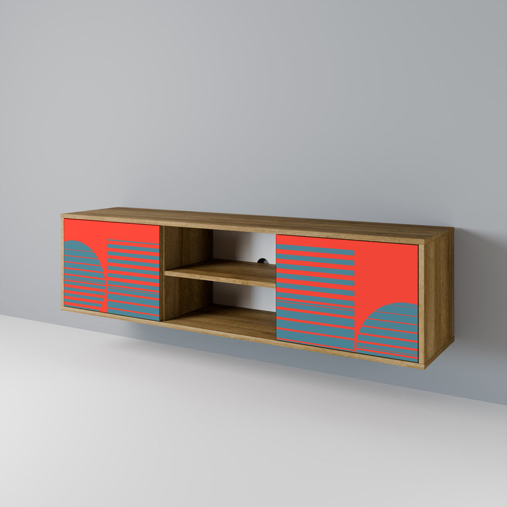RISING GEOMETRY STARS Móvel de TV com 2 Portas em Efeito Carvalho