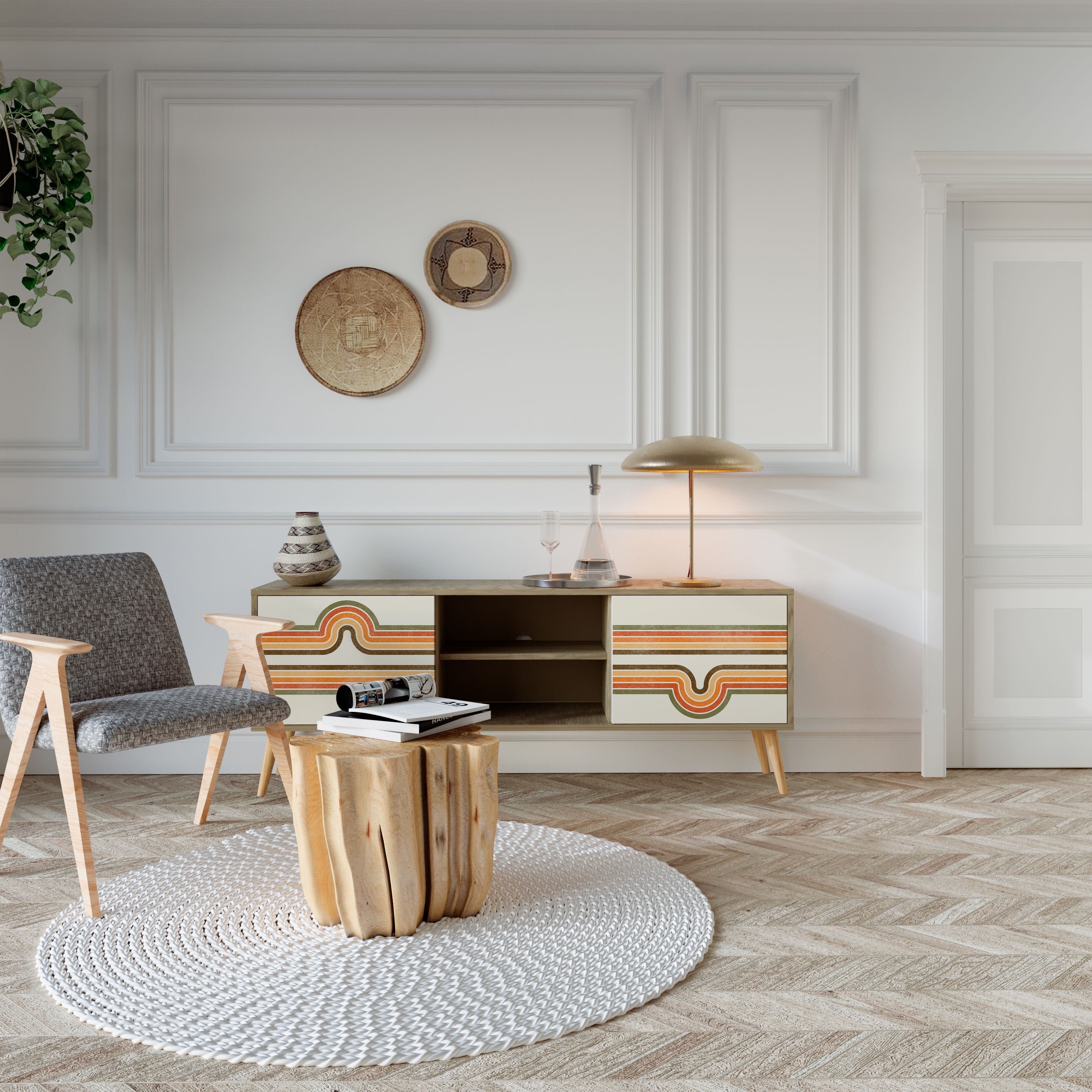 EXCEPTIONAL STREAM 2-Door TV Stand in Oak Effect