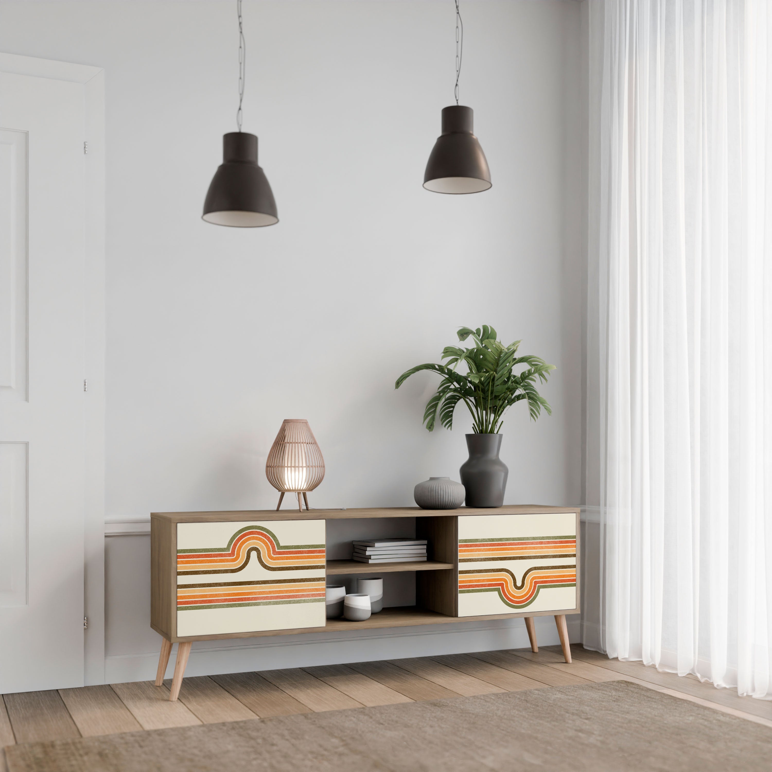 EXCEPTIONAL STREAM 2-Door TV Stand in Oak Effect