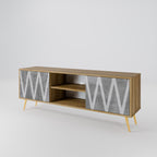SOLID ZIG ZAG 2-Door TV Stand in Oak Effect
