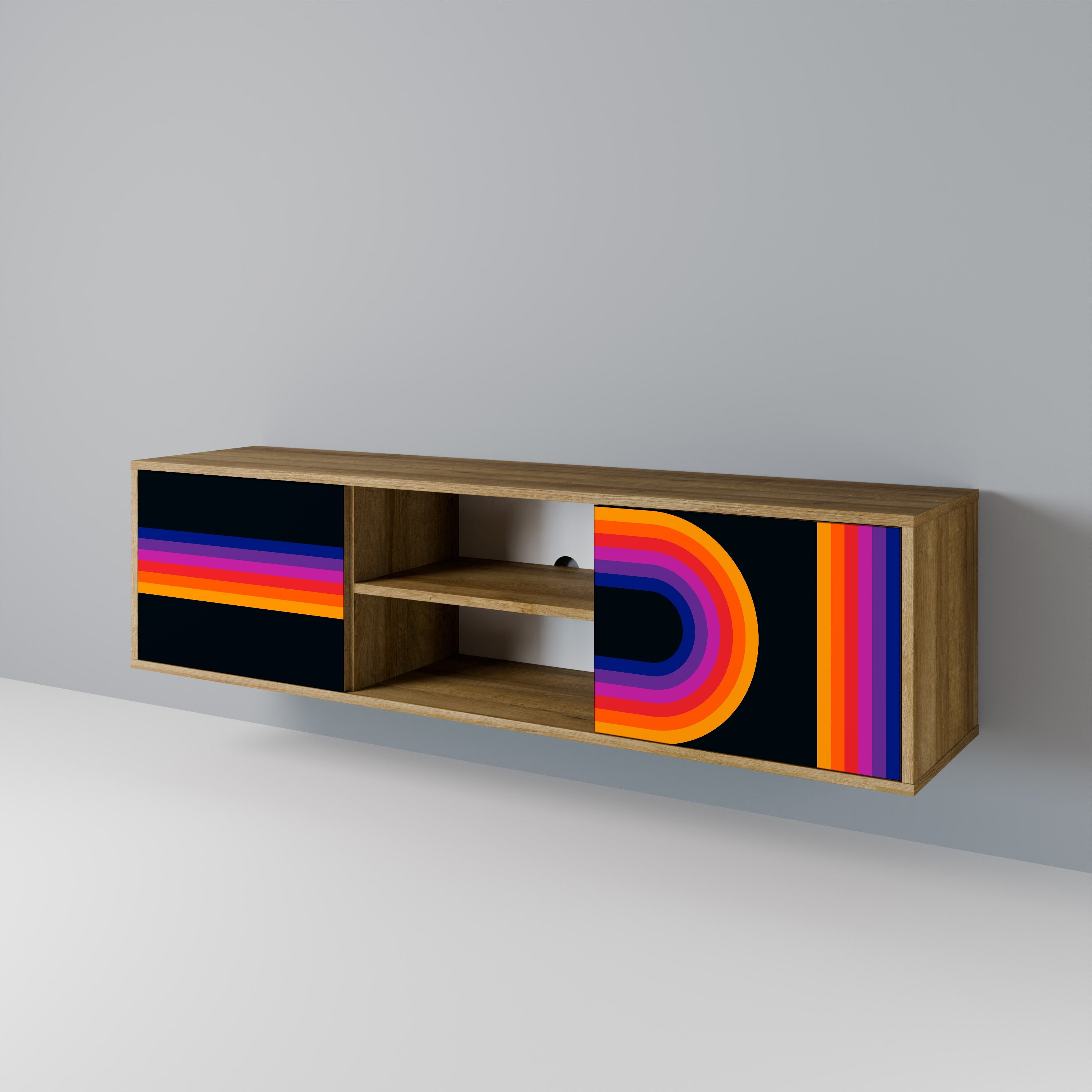 BLINDED BY THE LIGHTS 2-Door TV Stand in Oak Effect