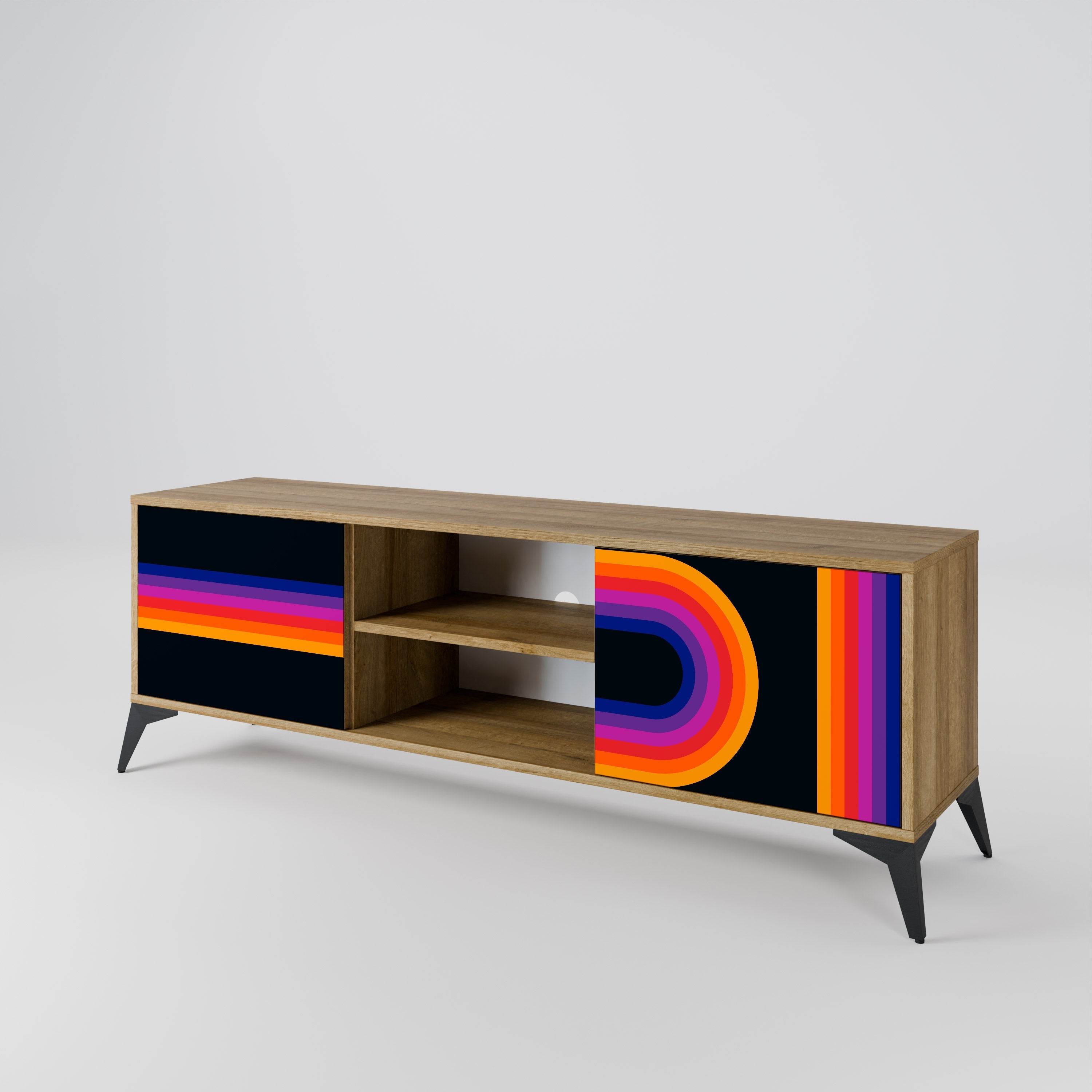 BLINDED BY THE LIGHTS 2-Door TV Stand in Oak Effect