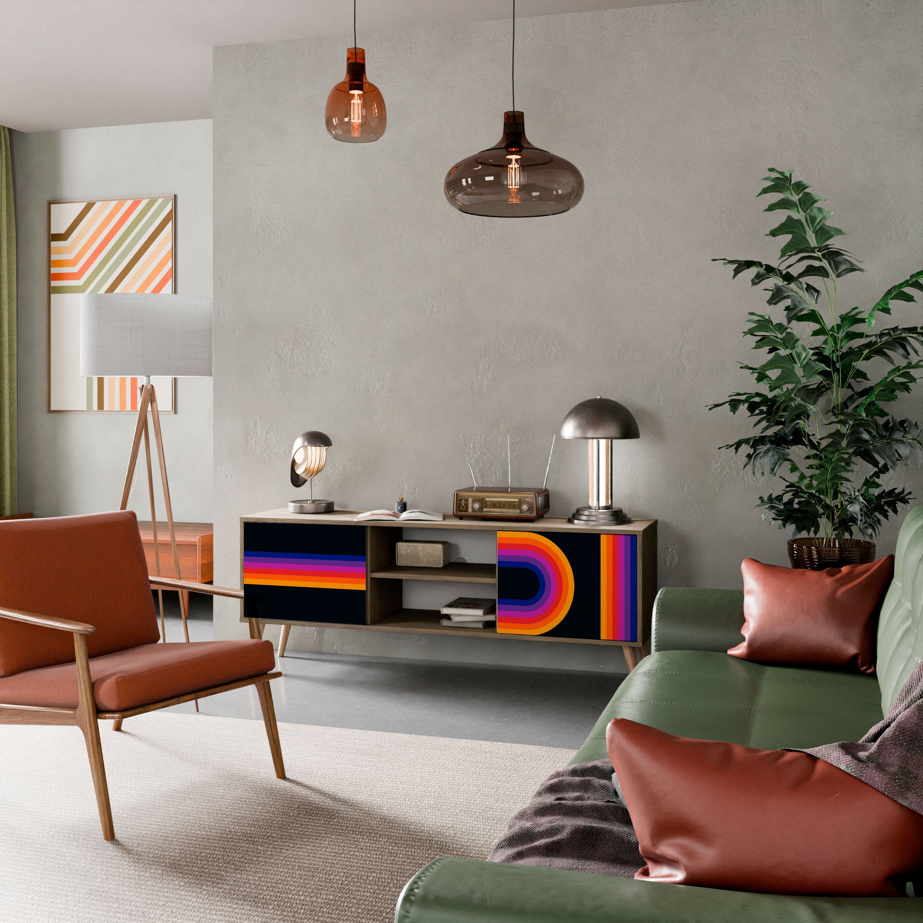 BLINDED BY THE LIGHTS 2-Door TV Stand in Oak Effect