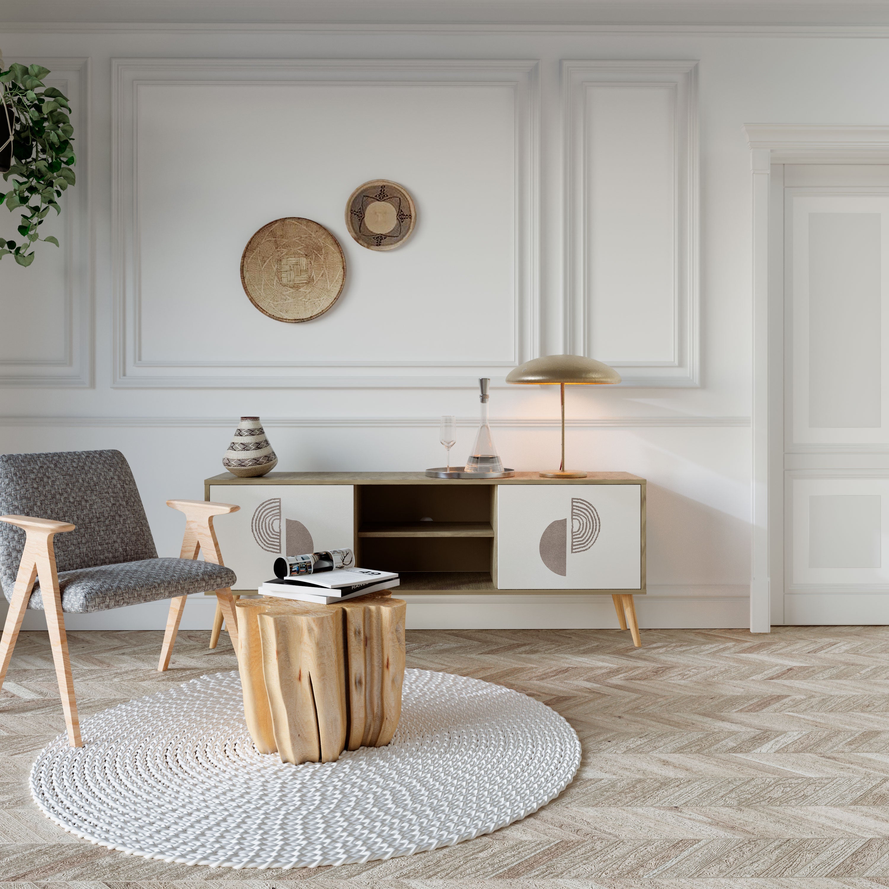 HARMONY ESSENCE Móvel de TV com 2 Portas em Efeito Carvalho