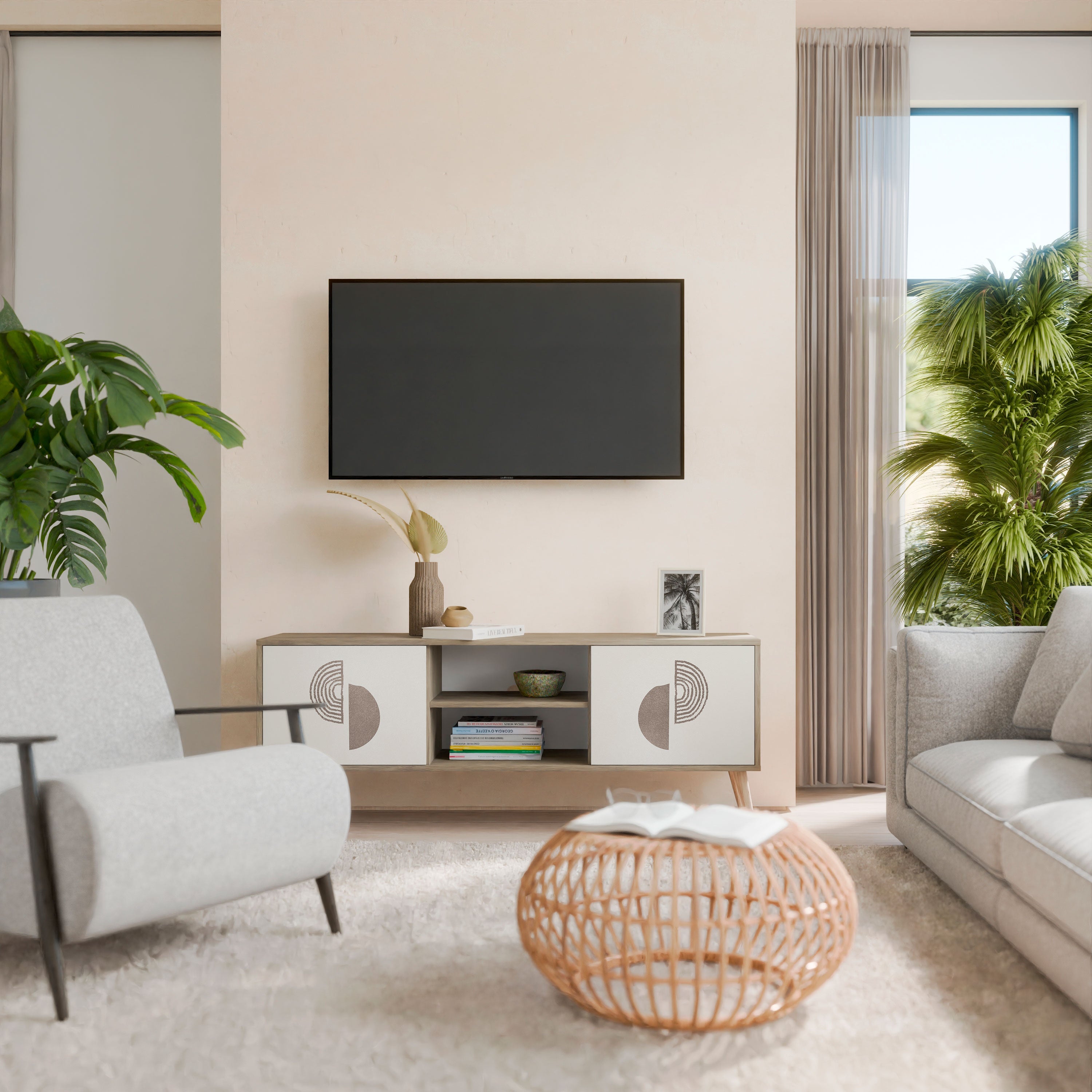 HARMONY ESSENCE Móvel de TV com 2 Portas em Efeito Carvalho