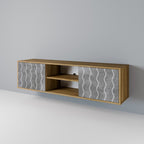 WAVES OF CONCRETE 2-Door TV Stand in Oak Effect