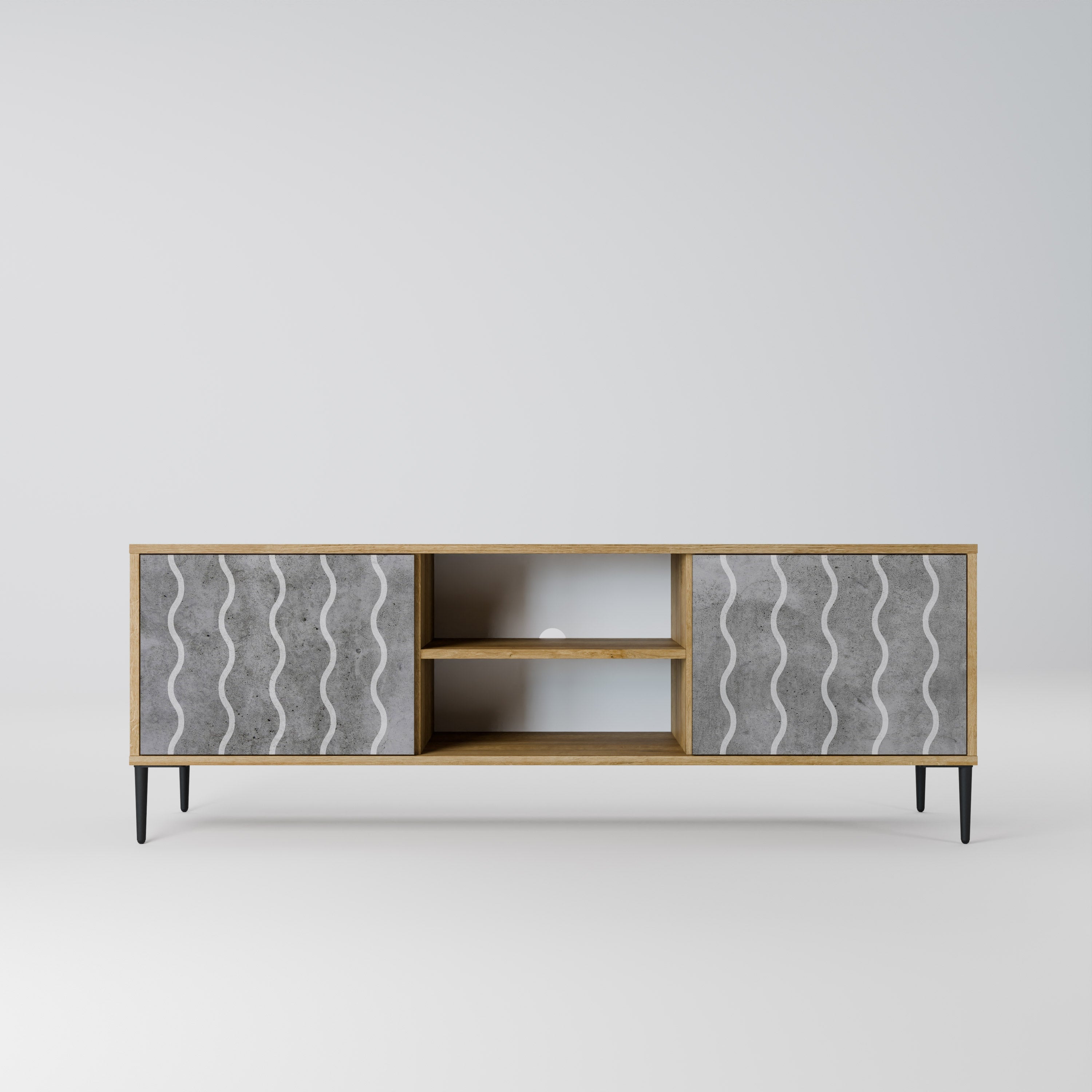 WAVES OF CONCRETE 2-Door TV Stand in Oak Effect