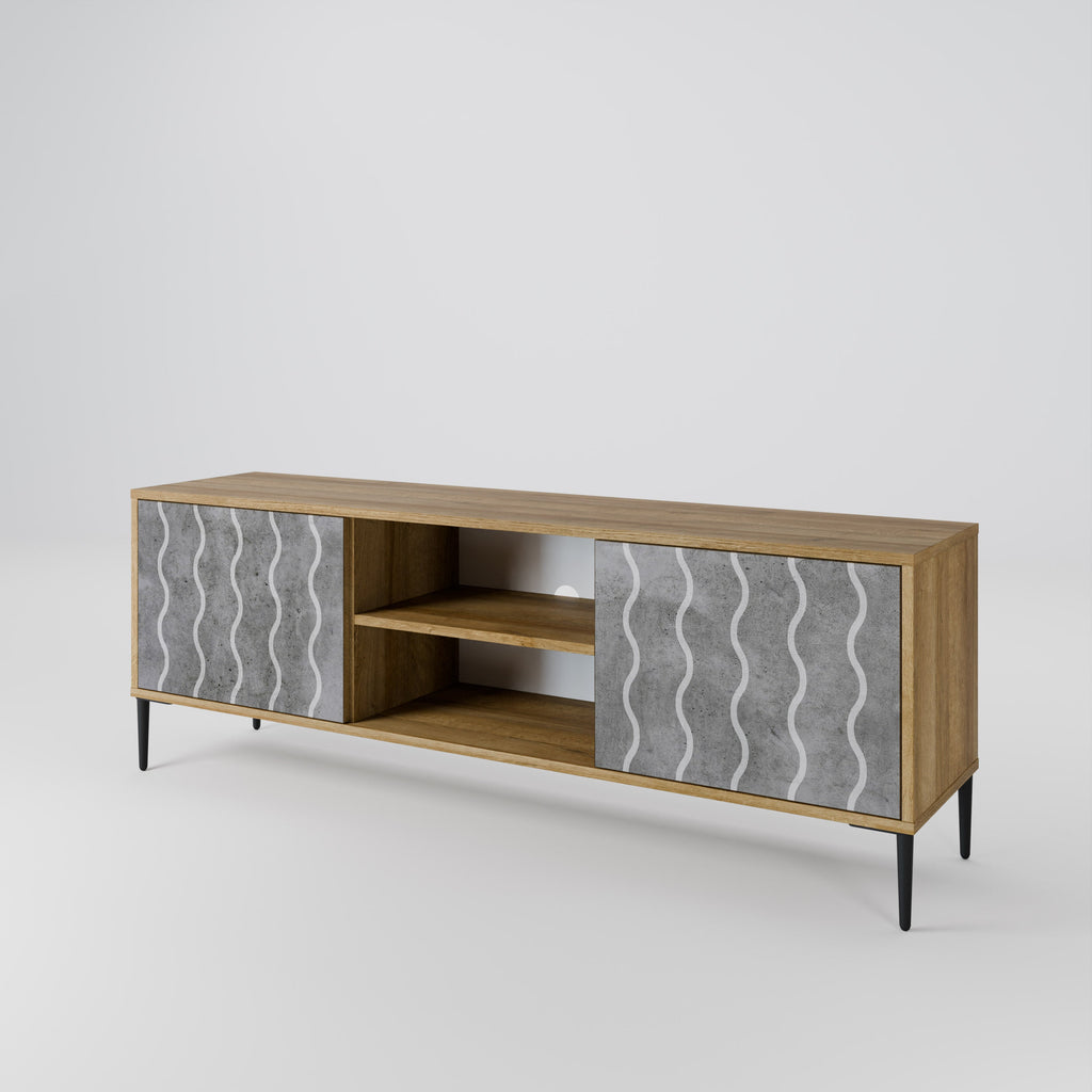 WAVES OF CONCRETE 2-Door TV Stand in Oak Effect