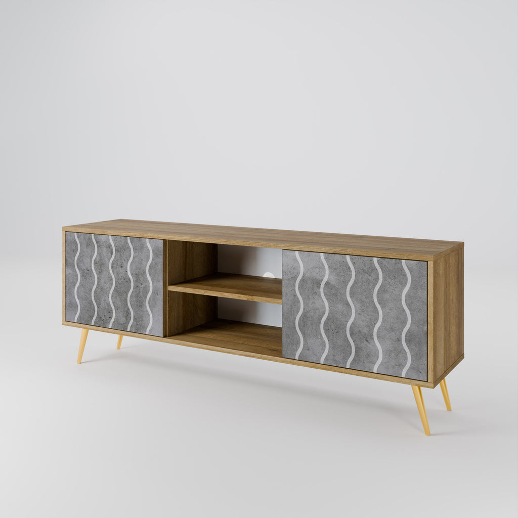 WAVES OF CONCRETE 2-Door TV Stand in Oak Effect