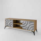 CIRCLE CONCRETE 2-Door TV Stand in Oak Effect