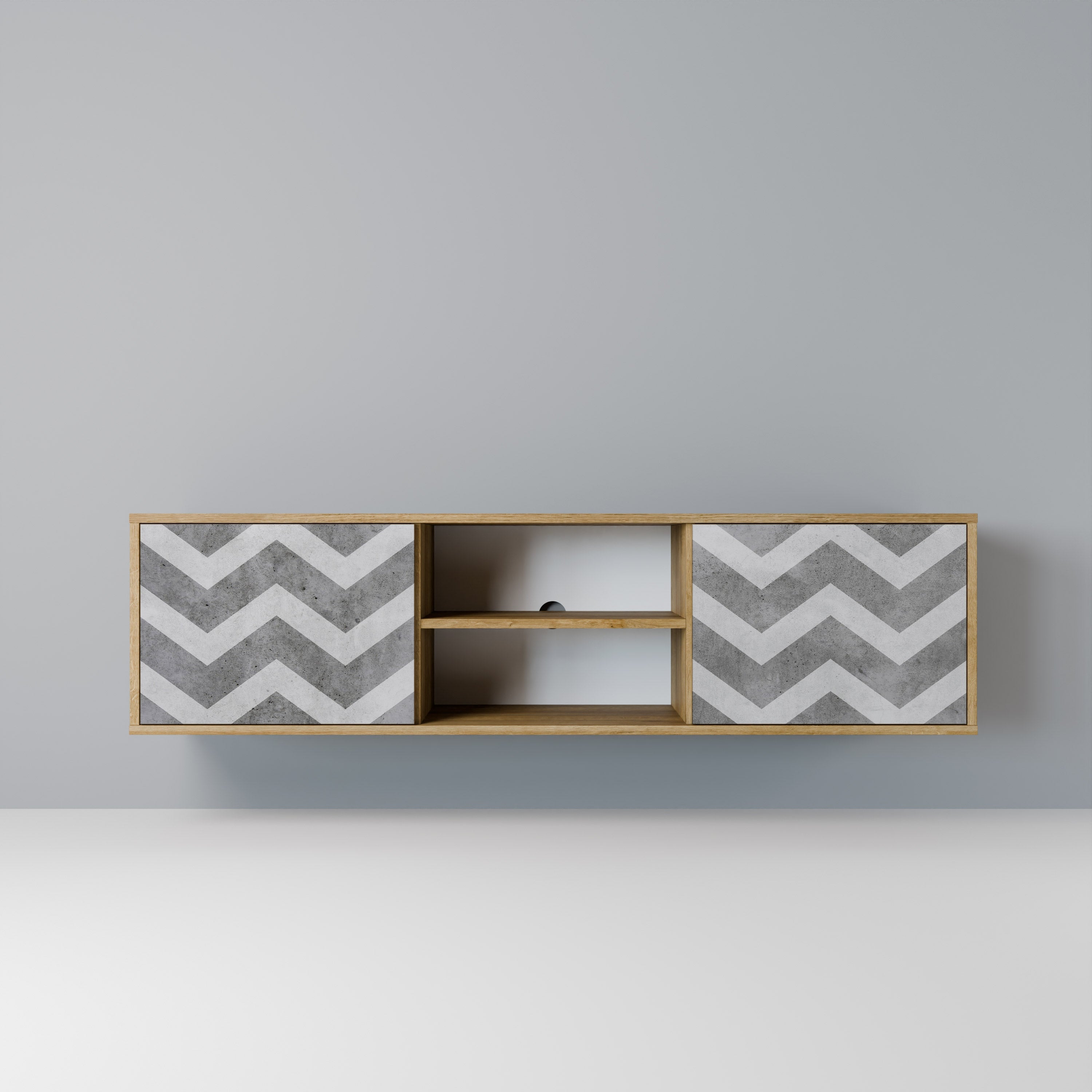 TOUGH ZIG ZAG 2-Door TV Stand in Oak Effect