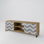 TOUGH ZIG ZAG 2-Door TV Stand in Oak Effect