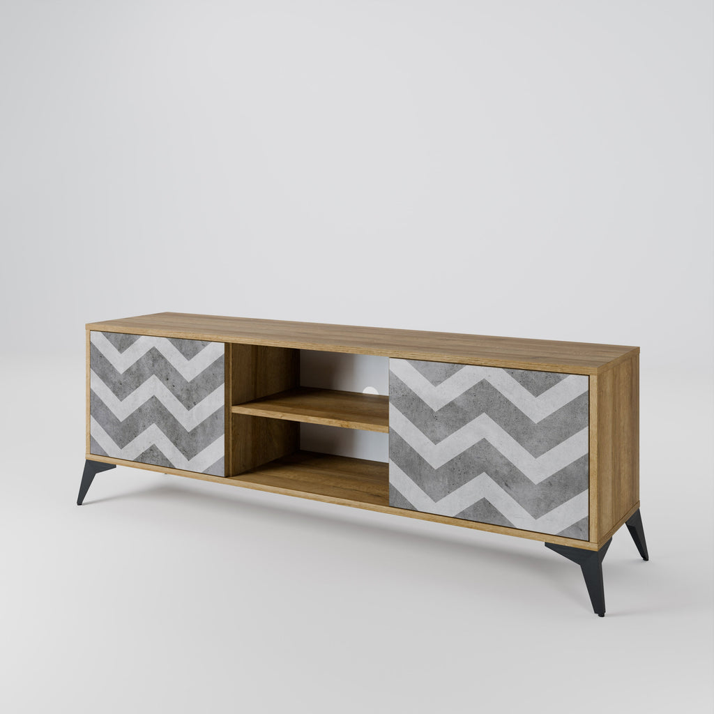 TOUGH ZIG ZAG 2-Door TV Stand in Oak Effect