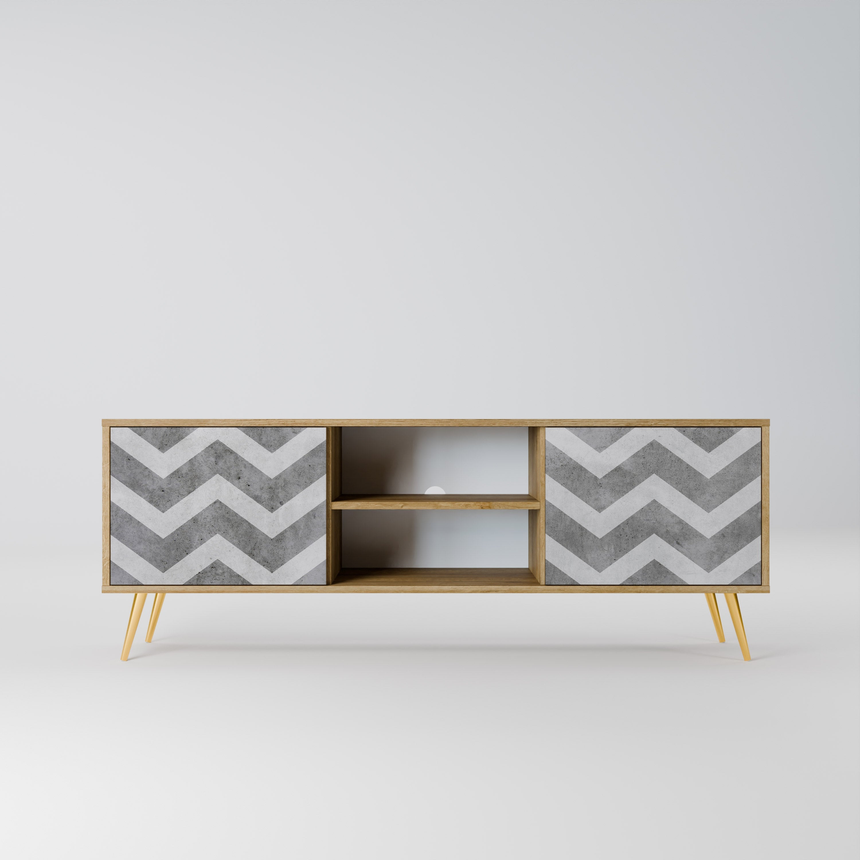 TOUGH ZIG ZAG 2-Door TV Stand in Oak Effect