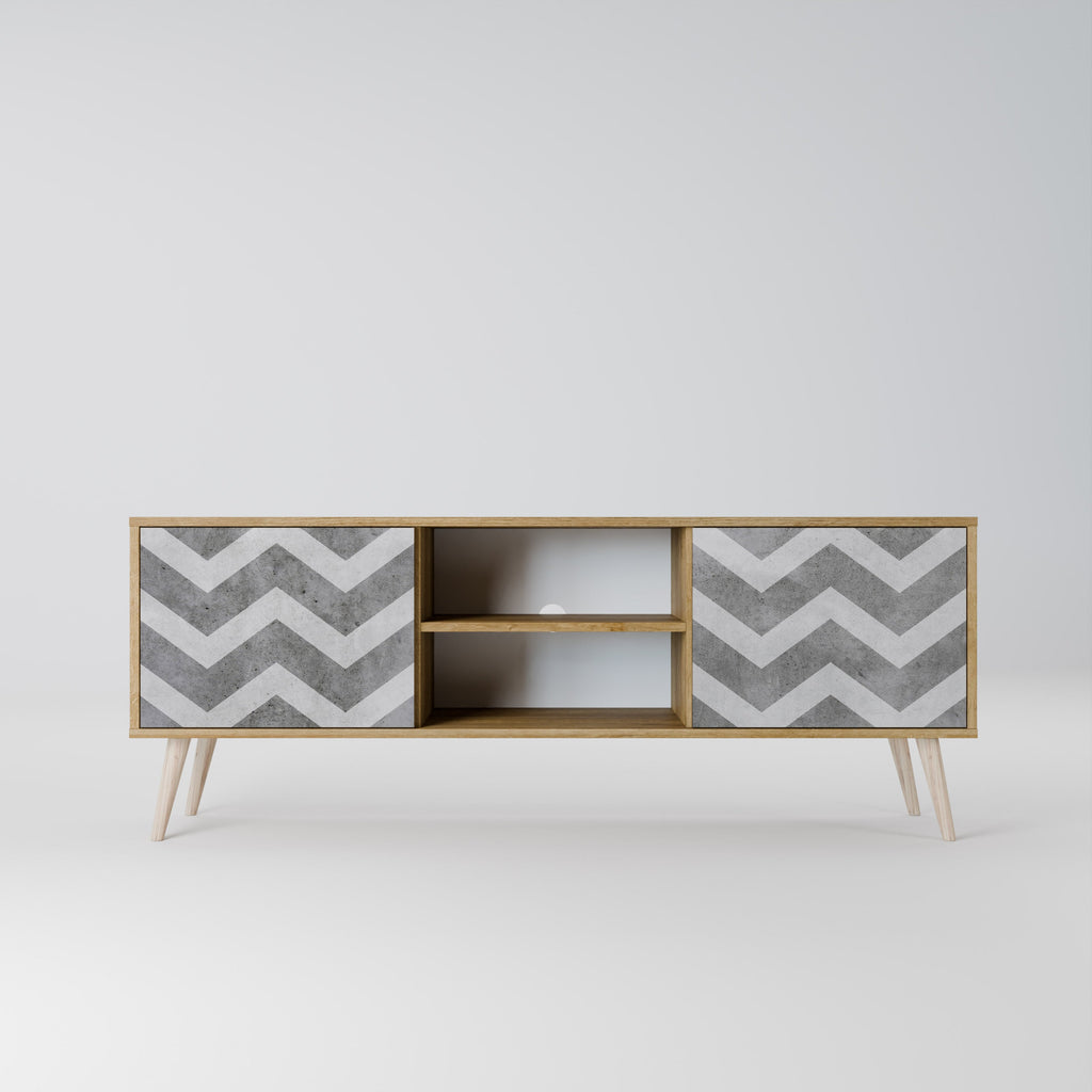 TOUGH ZIG ZAG 2-Door TV Stand in Oak Effect
