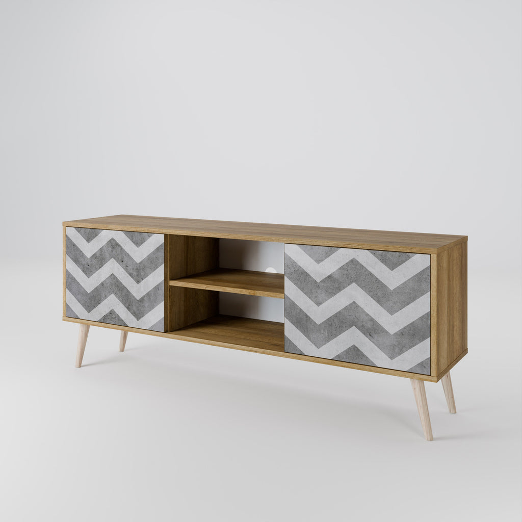 TOUGH ZIG ZAG 2-Door TV Stand in Oak Effect