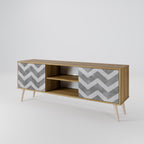 TOUGH ZIG ZAG 2-Door TV Stand in Oak Effect