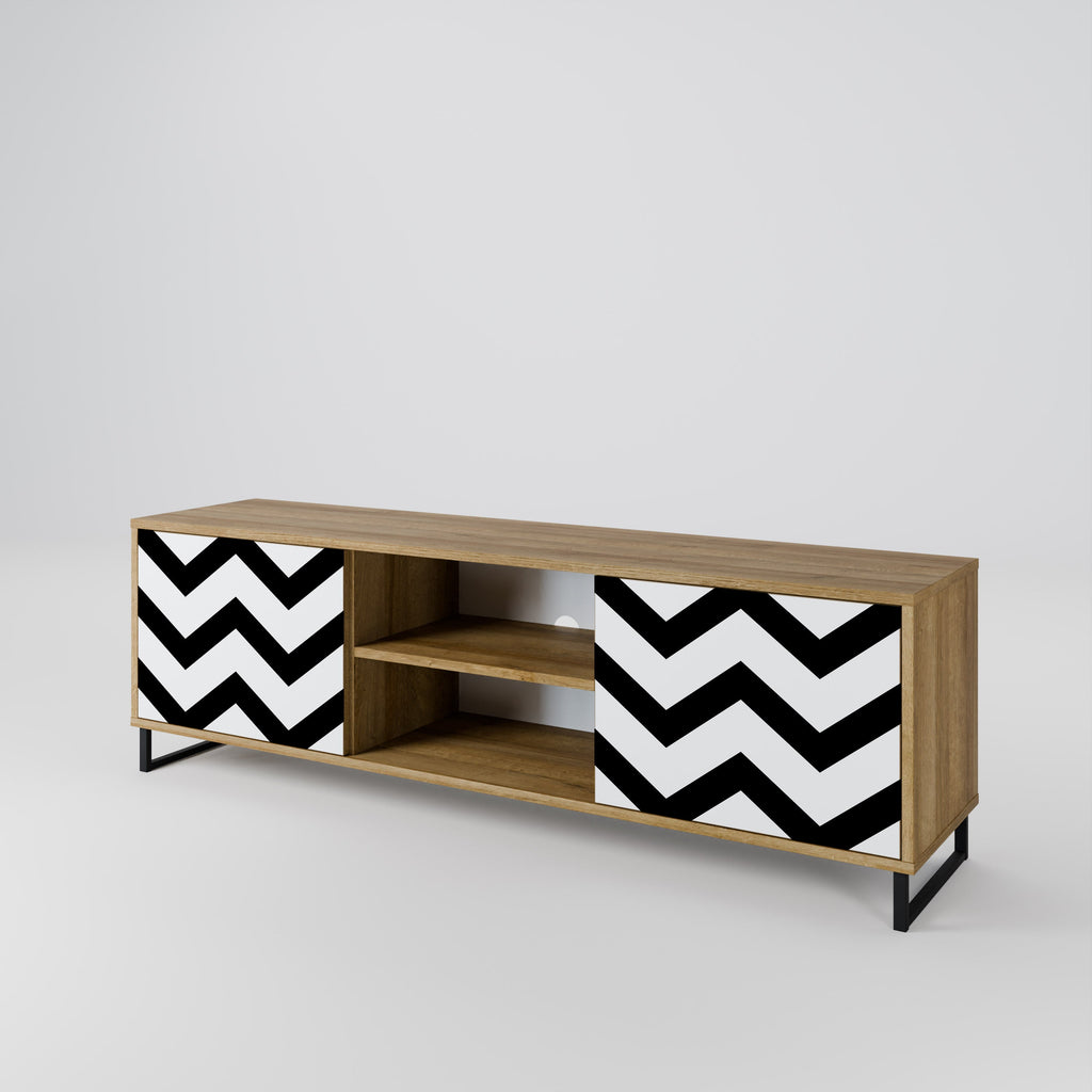 CLASSIC ZIG ZAG 2-Door TV Stand in Oak Effect