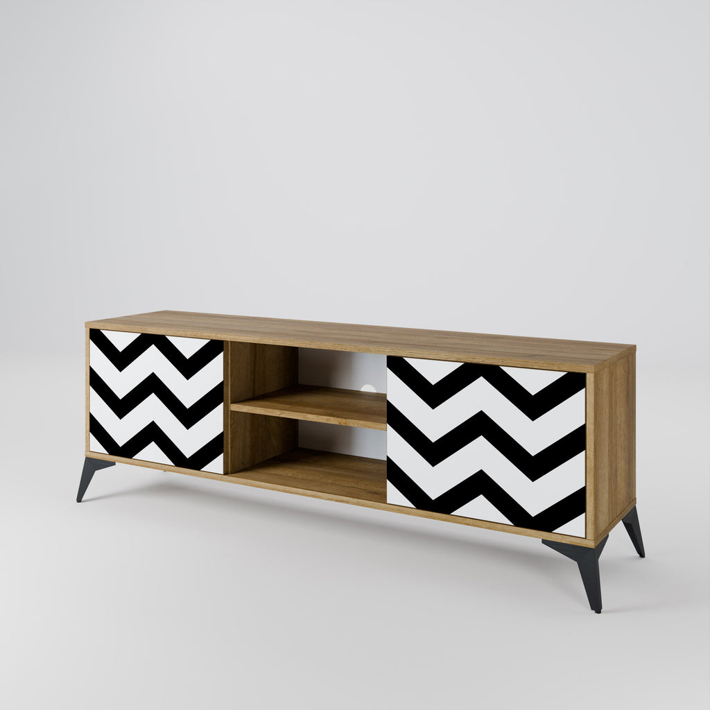 CLASSIC ZIG ZAG 2-Door TV Stand in Oak Effect