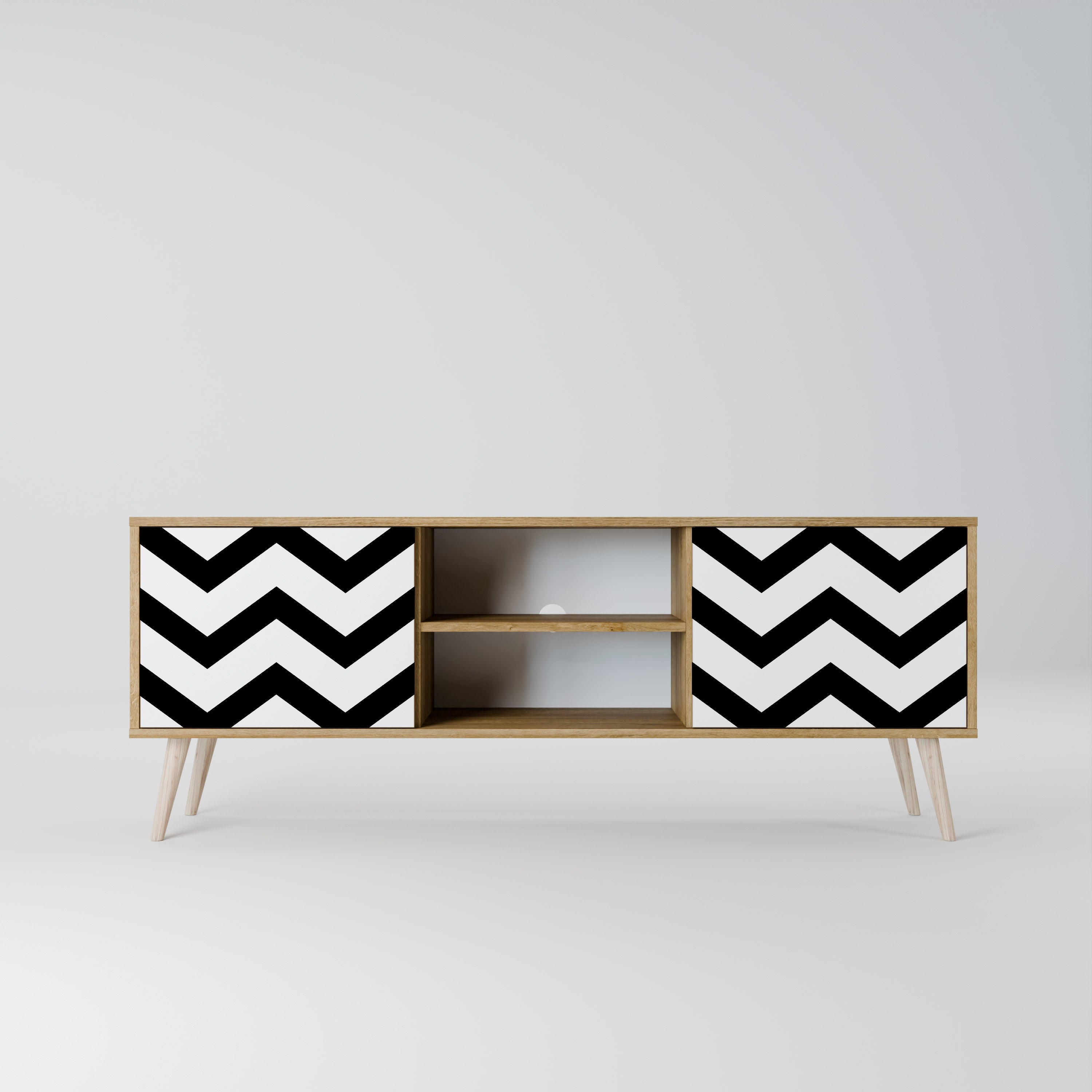 CLASSIC ZIG ZAG 2-Door TV Stand in Oak Effect