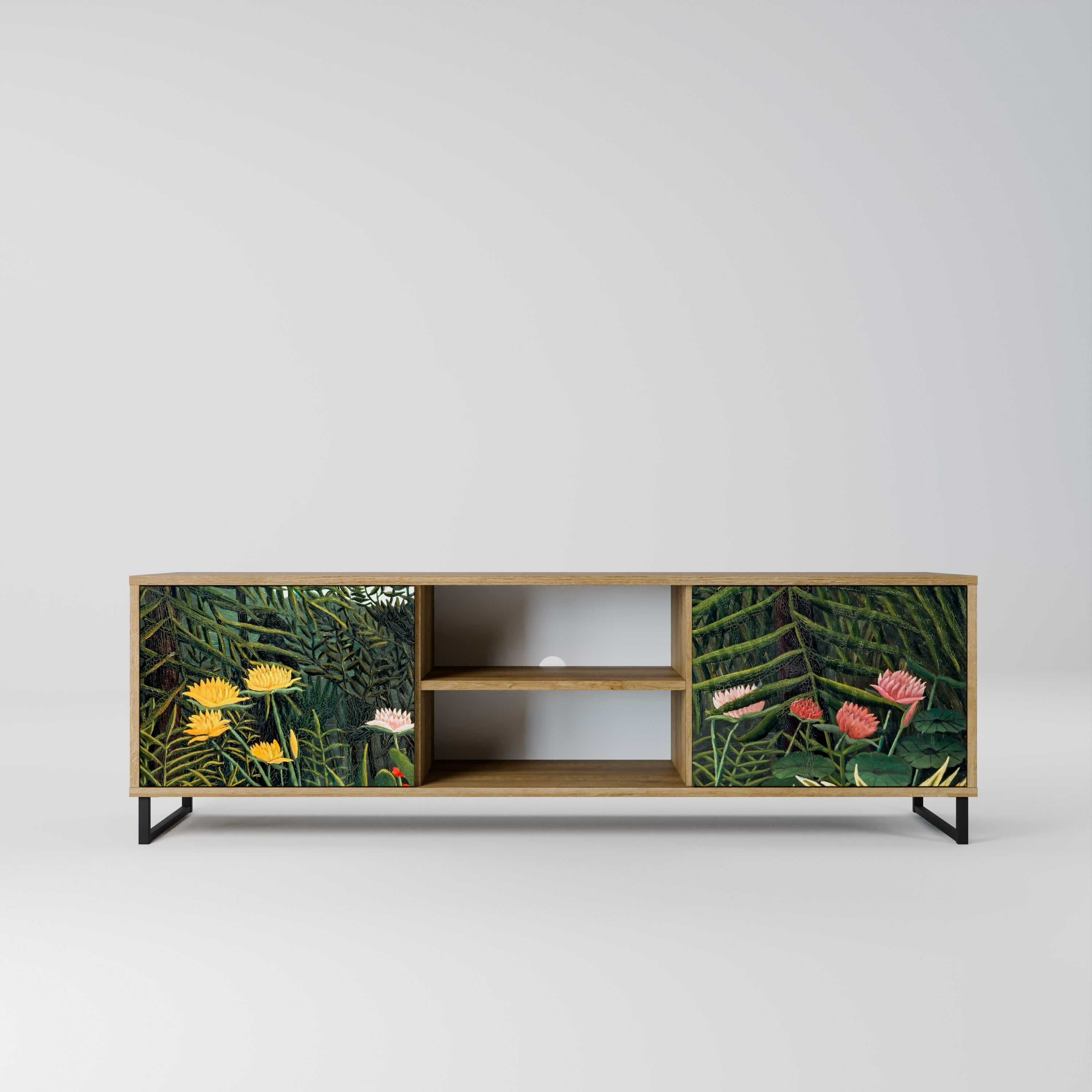 VIRGIN FOREST WITH SUNSET 2-Door TV Stand in Oak Effect