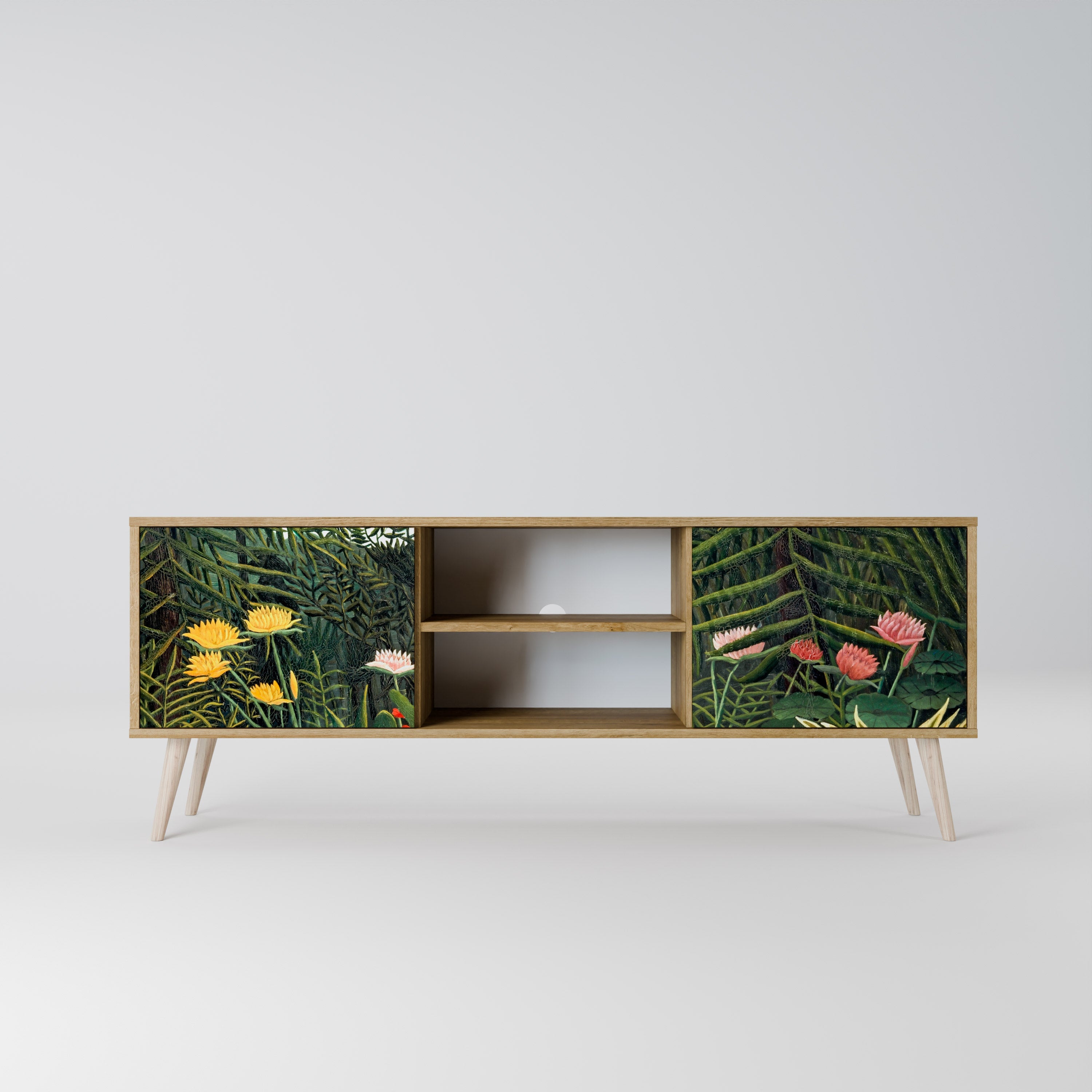 VIRGIN FOREST WITH SUNSET 2-Door TV Stand in Oak Effect
