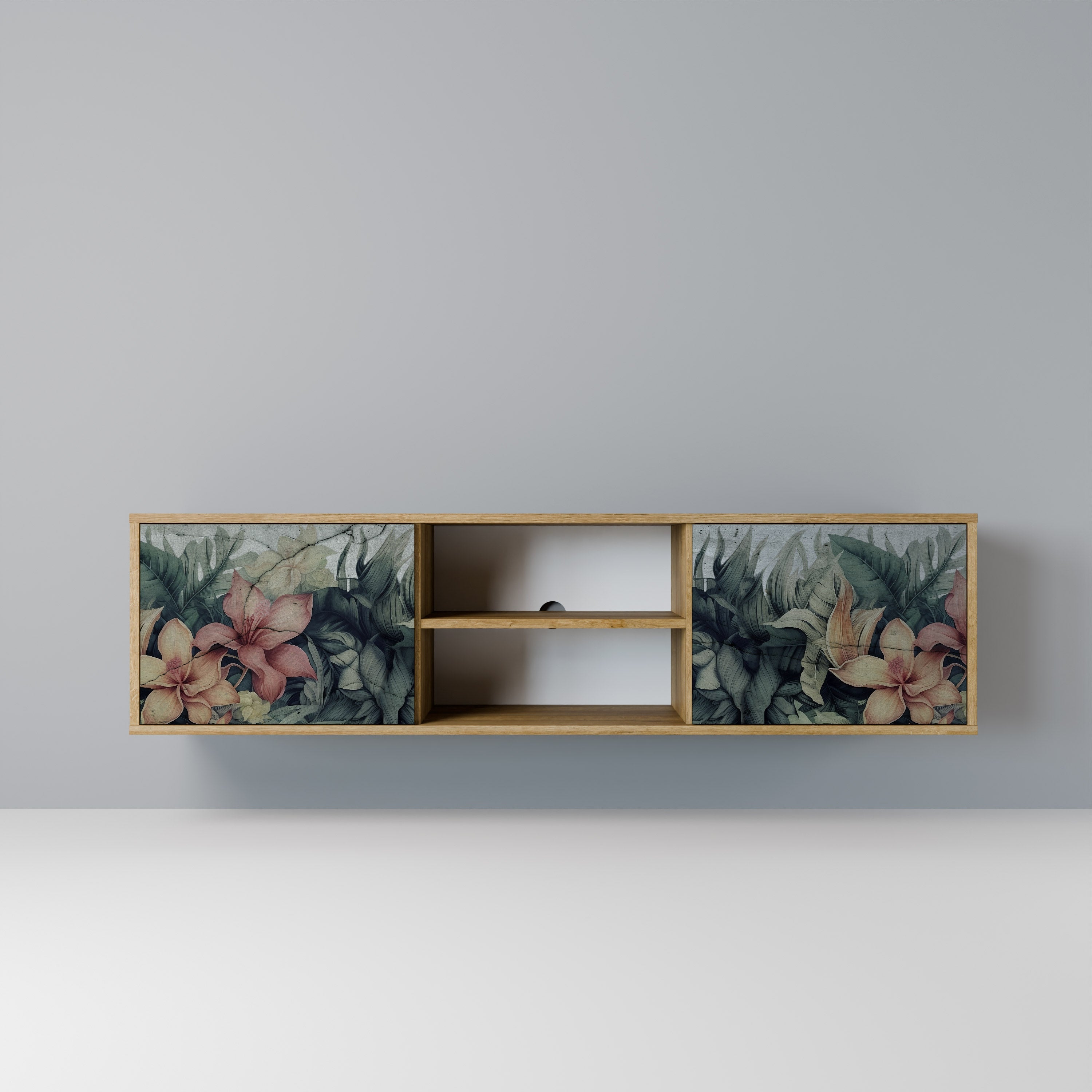 HEAVENLY BLOOM 2-Door TV Stand in Oak Effect