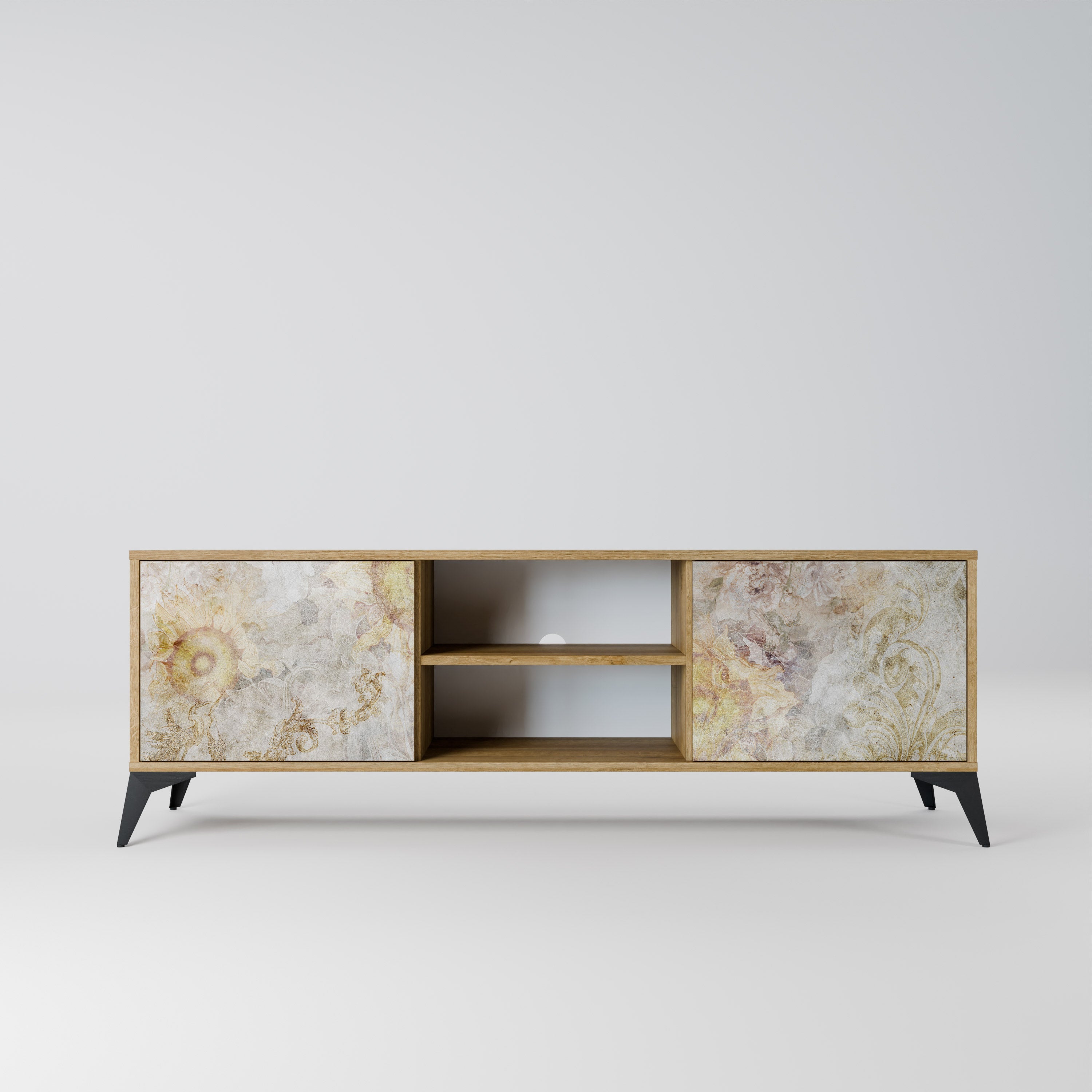 SUNFLOWER BLUR 2-Door TV Stand in Oak Effect