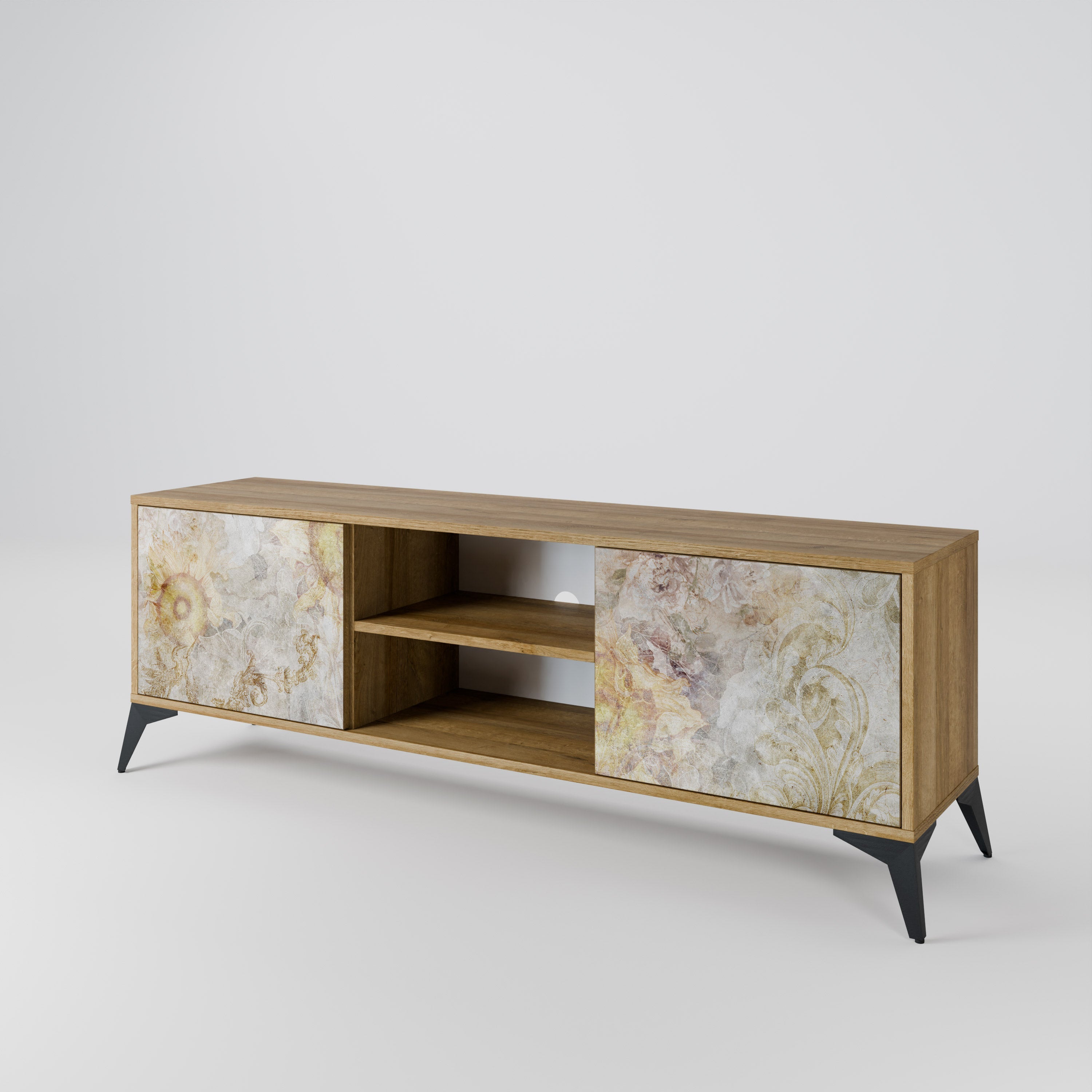 SUNFLOWER BLUR 2-Door TV Stand in Oak Effect
