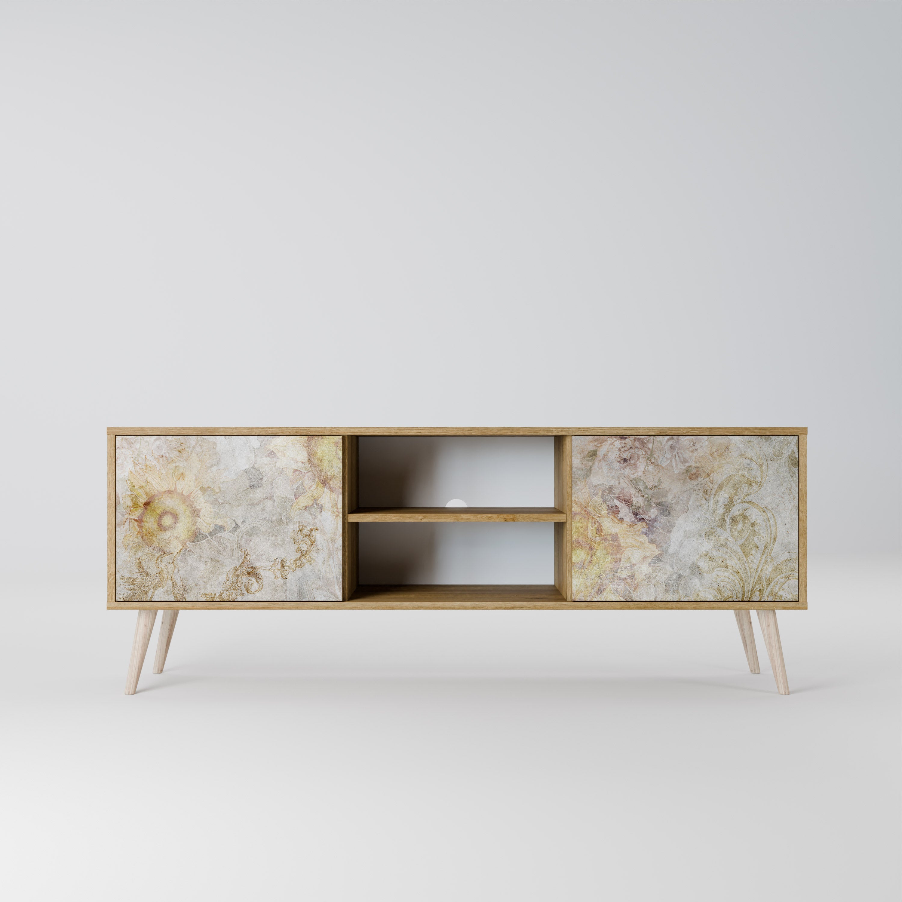 SUNFLOWER BLUR 2-Door TV Stand in Oak Effect