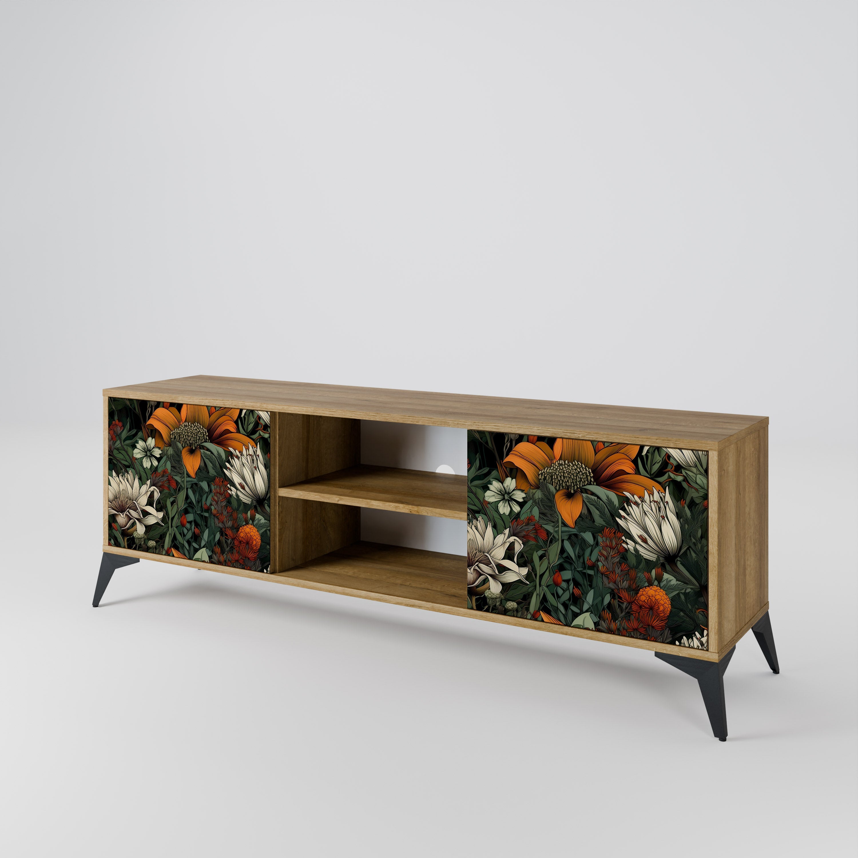 MIDNIGHT SPROUT 2-Door TV Stand in Oak Effect