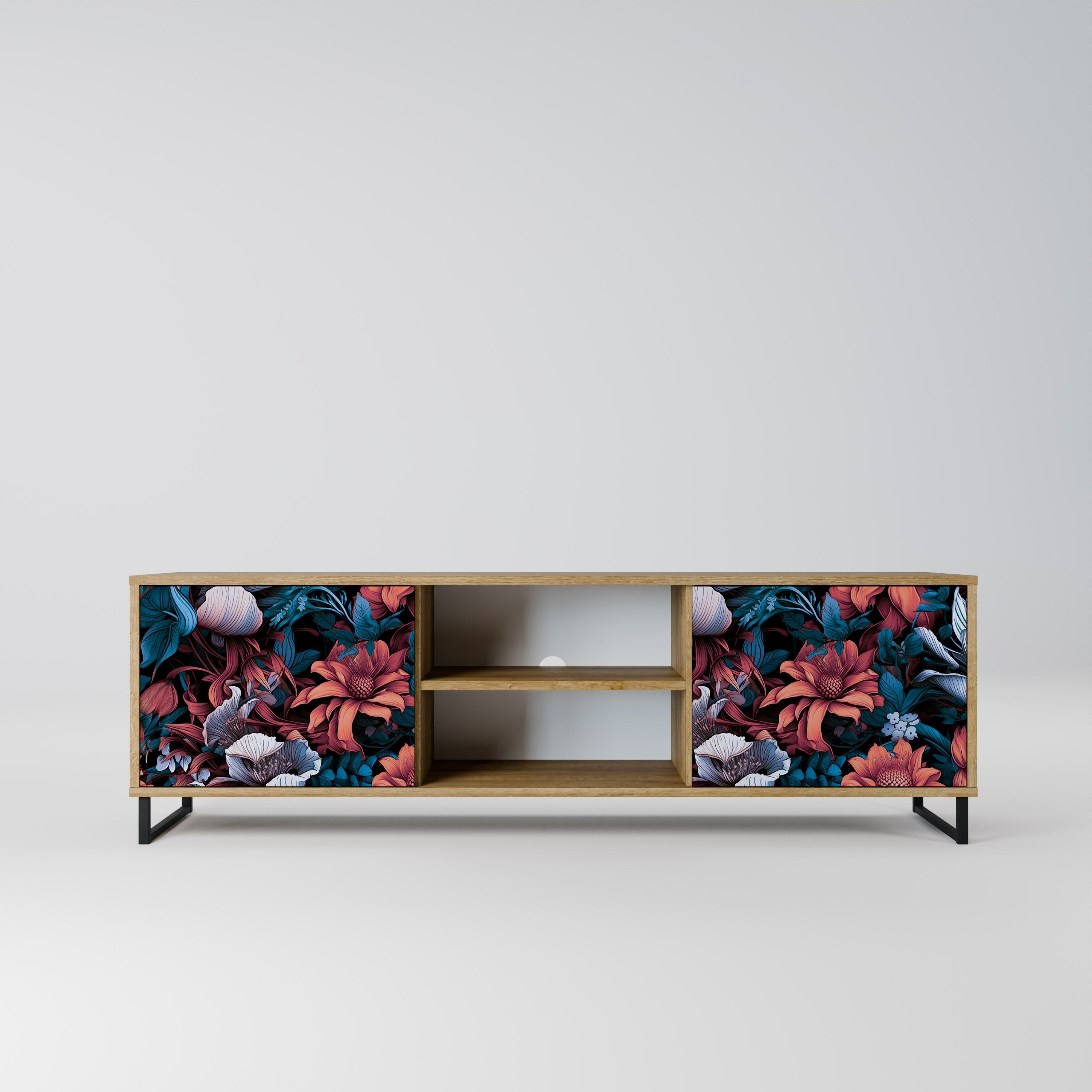 ETHEREAL BLOSSOMS 2-Door TV Stand in Oak Effect