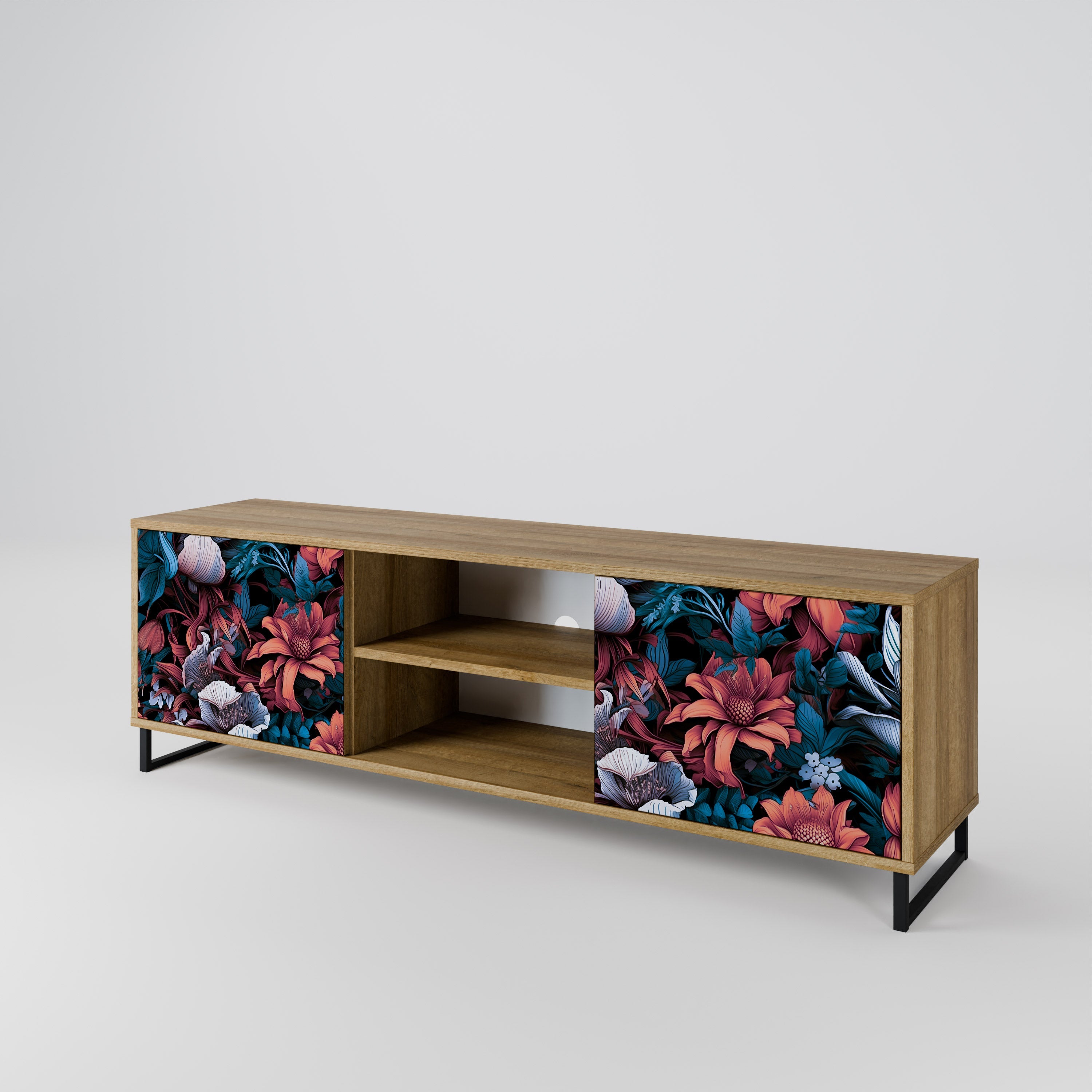 ETHEREAL BLOSSOMS 2-Door TV Stand in Oak Effect