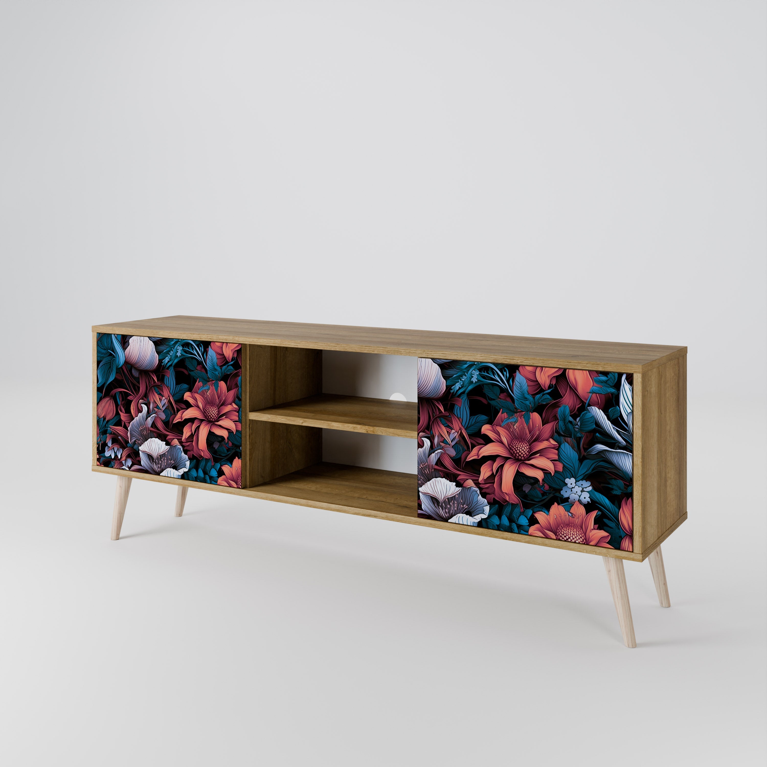 ETHEREAL BLOSSOMS 2-Door TV Stand in Oak Effect