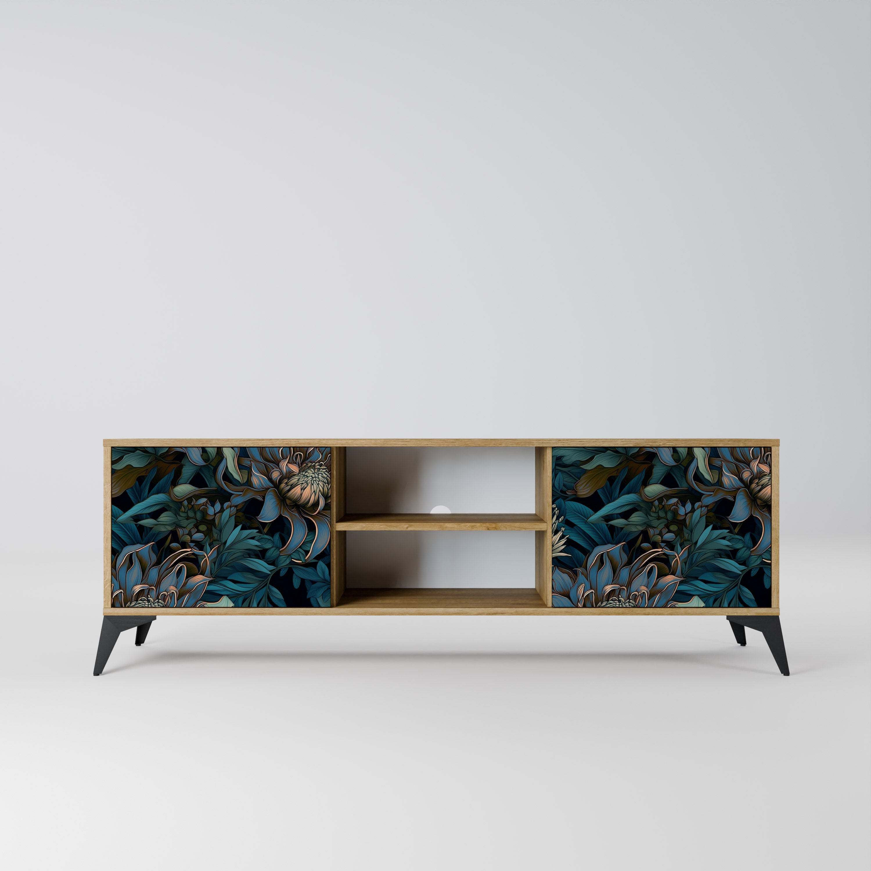 TWILIGHT BLOOM 2-Door TV Stand in Oak Effect