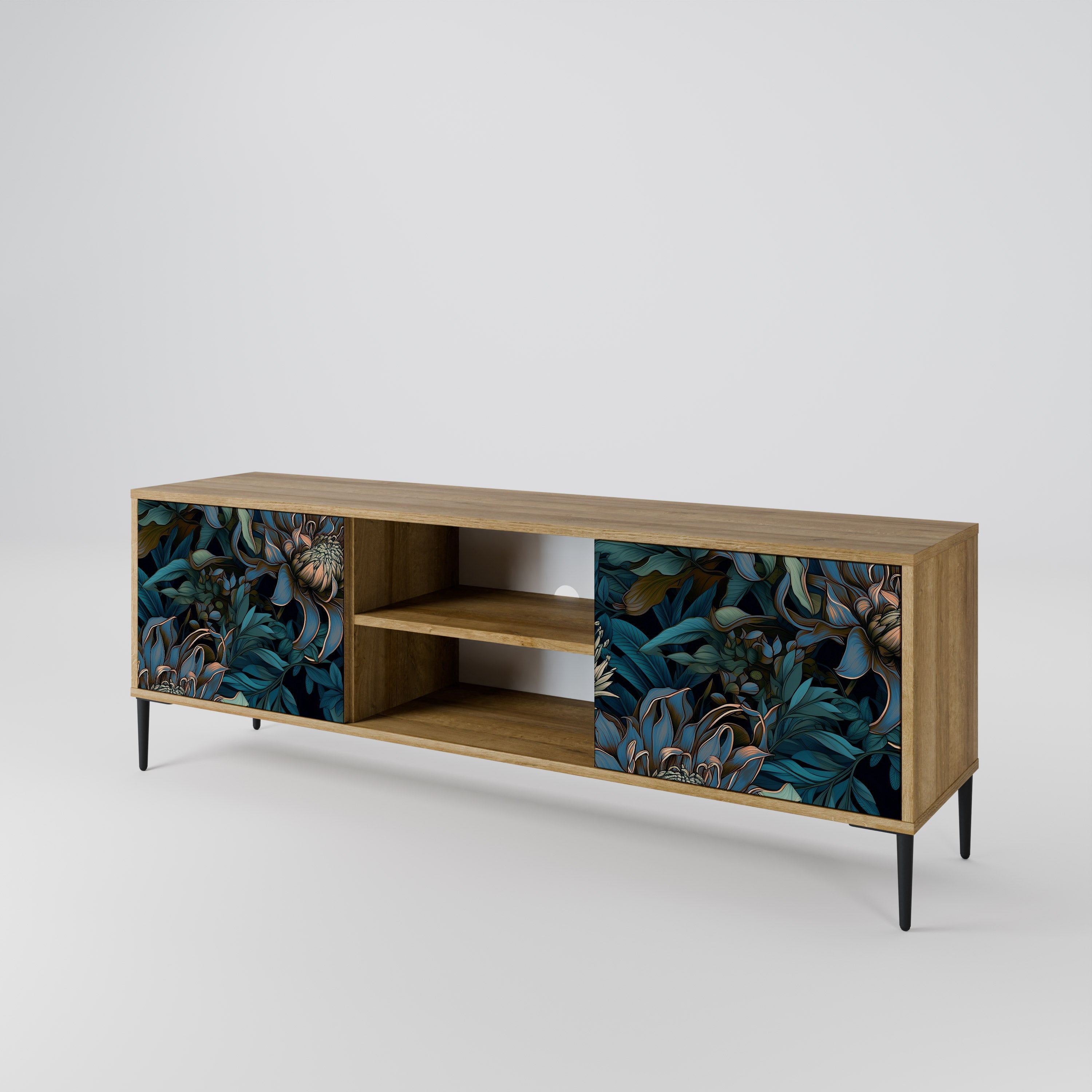 TWILIGHT BLOOM 2-Door TV Stand in Oak Effect