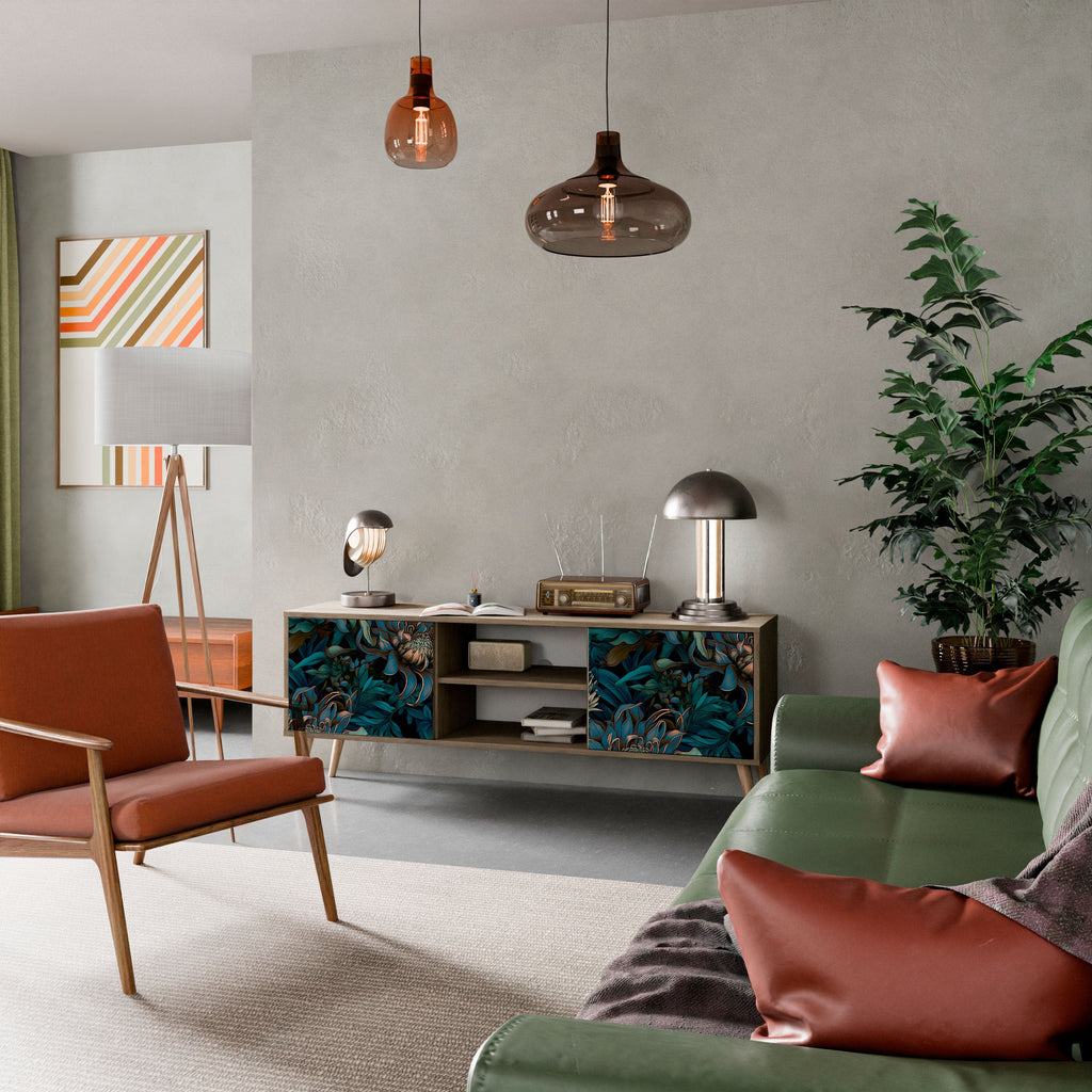 TWILIGHT BLOOM 2-Door TV Stand in Oak Effect